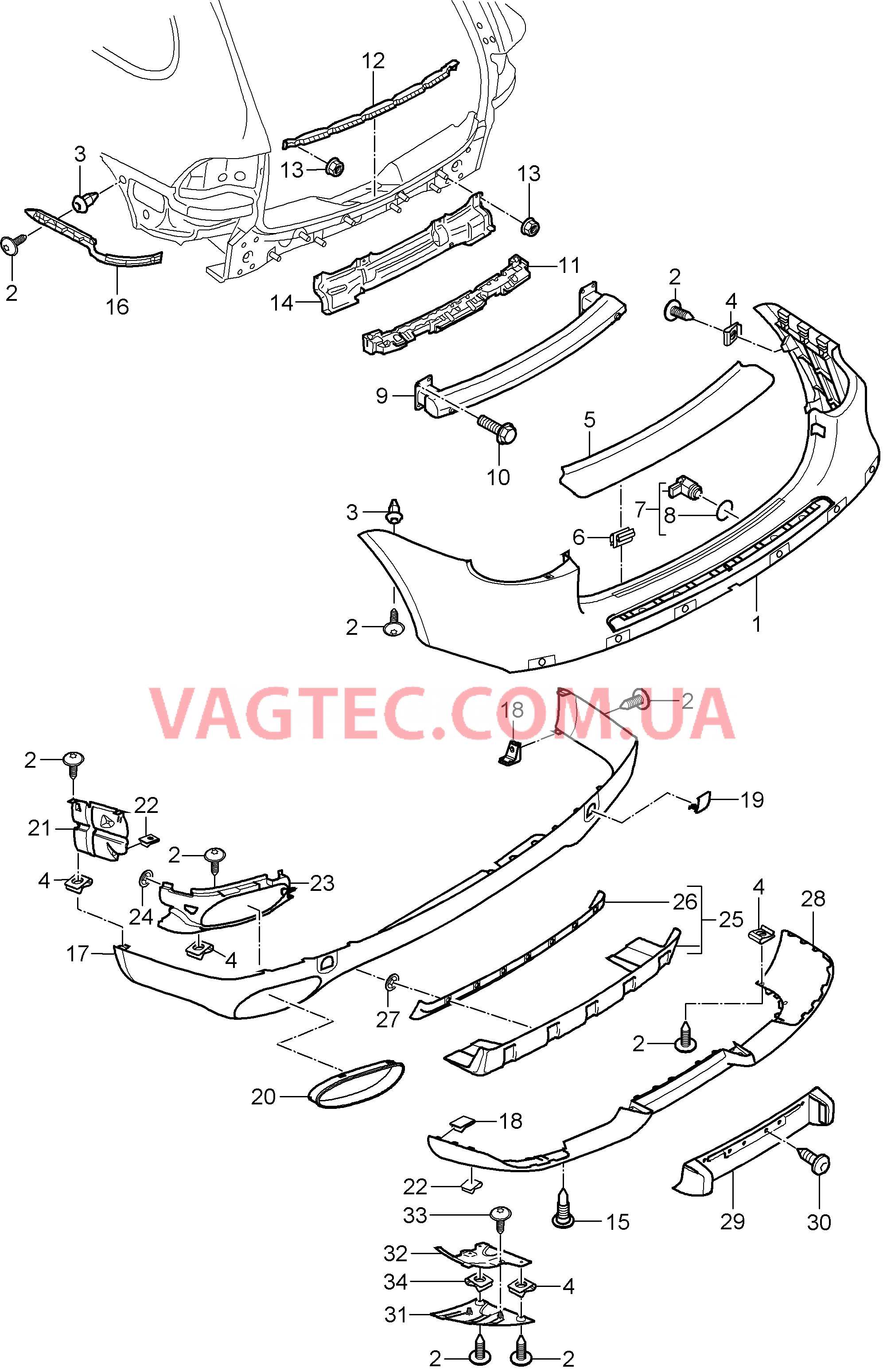 802-005 Обшивка, задний для PORSCHE Cayenne 2007-2010USA