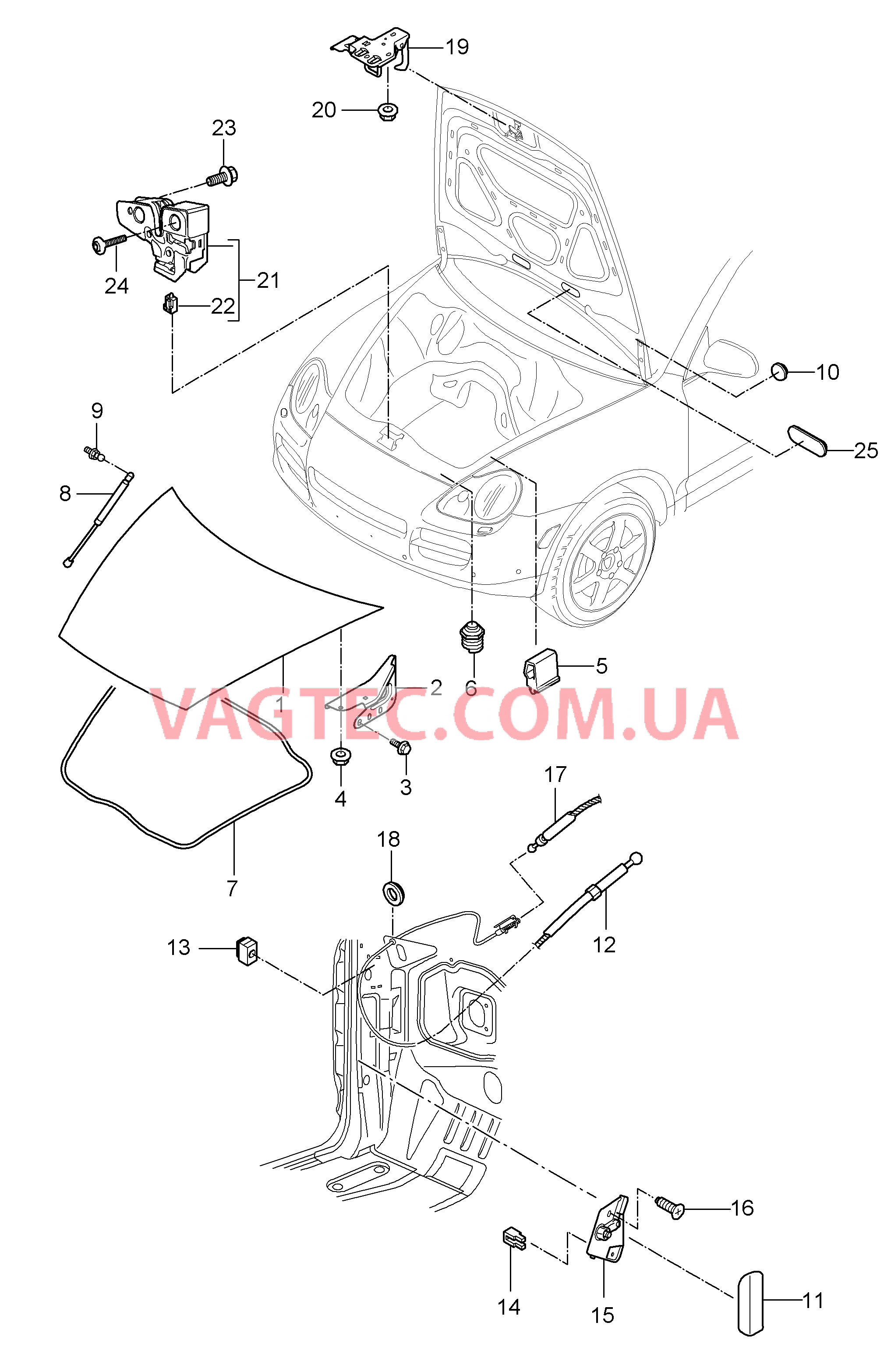 803-000 Крышка, передний для PORSCHE Cayenne 2007-2010USA