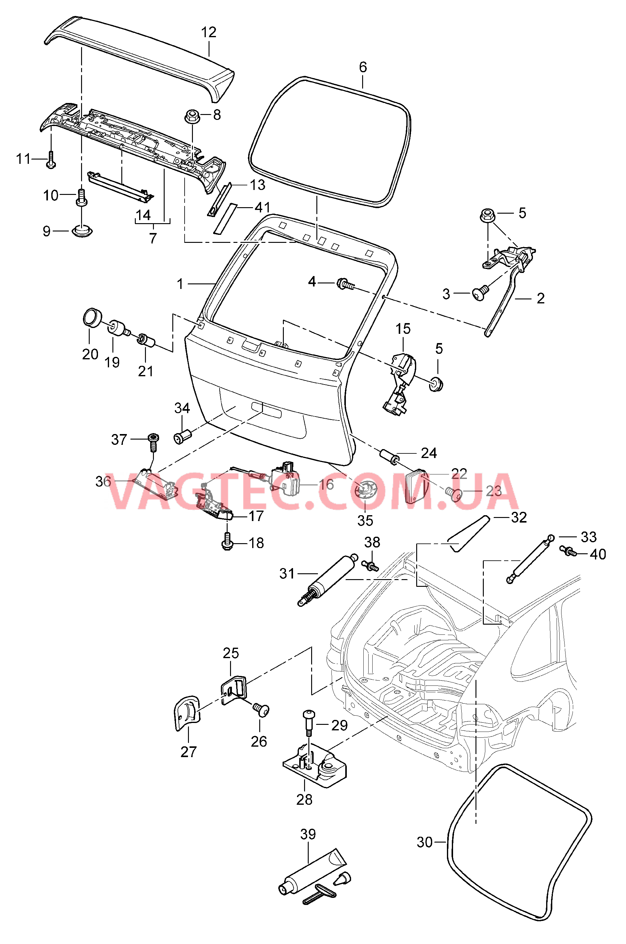 803-005 Крышка багажн.отсека для PORSCHE Cayenne 2007-2010