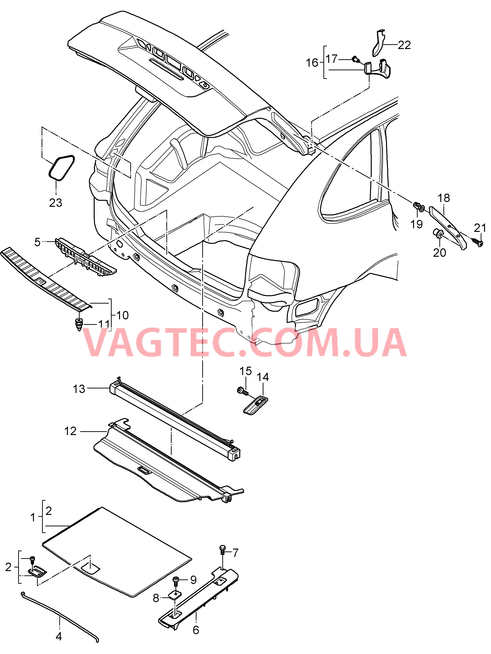 807-040 Обивки, Багажный отсек, Детали для PORSCHE Cayenne 2007-2010