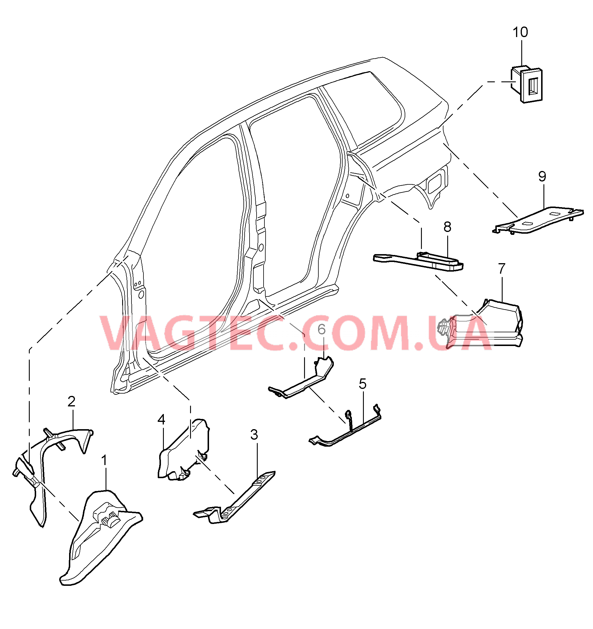 807-060 Звукоизоляция, Стойка А, до, Стойка D для PORSCHE Cayenne 2007-2010USA