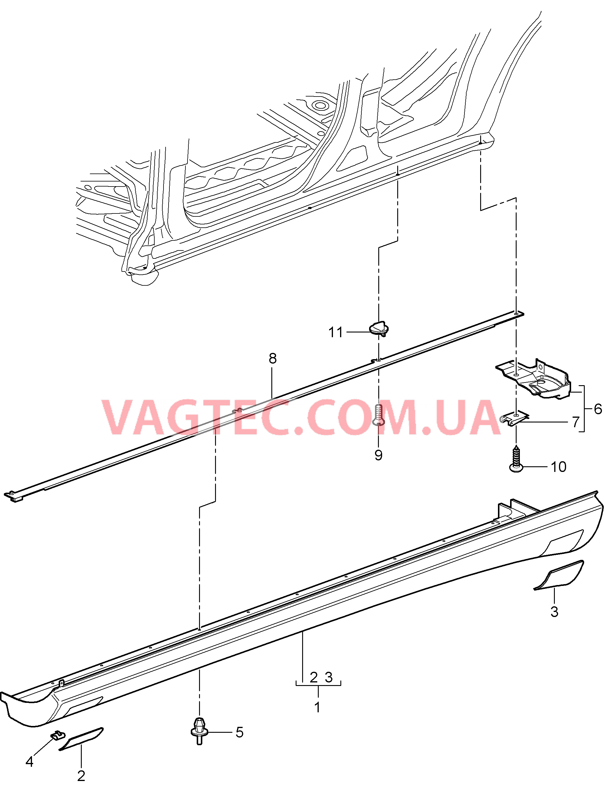 810-011 Обивки, Детали, Порог для PORSCHE Cayenne 2007-2010USA