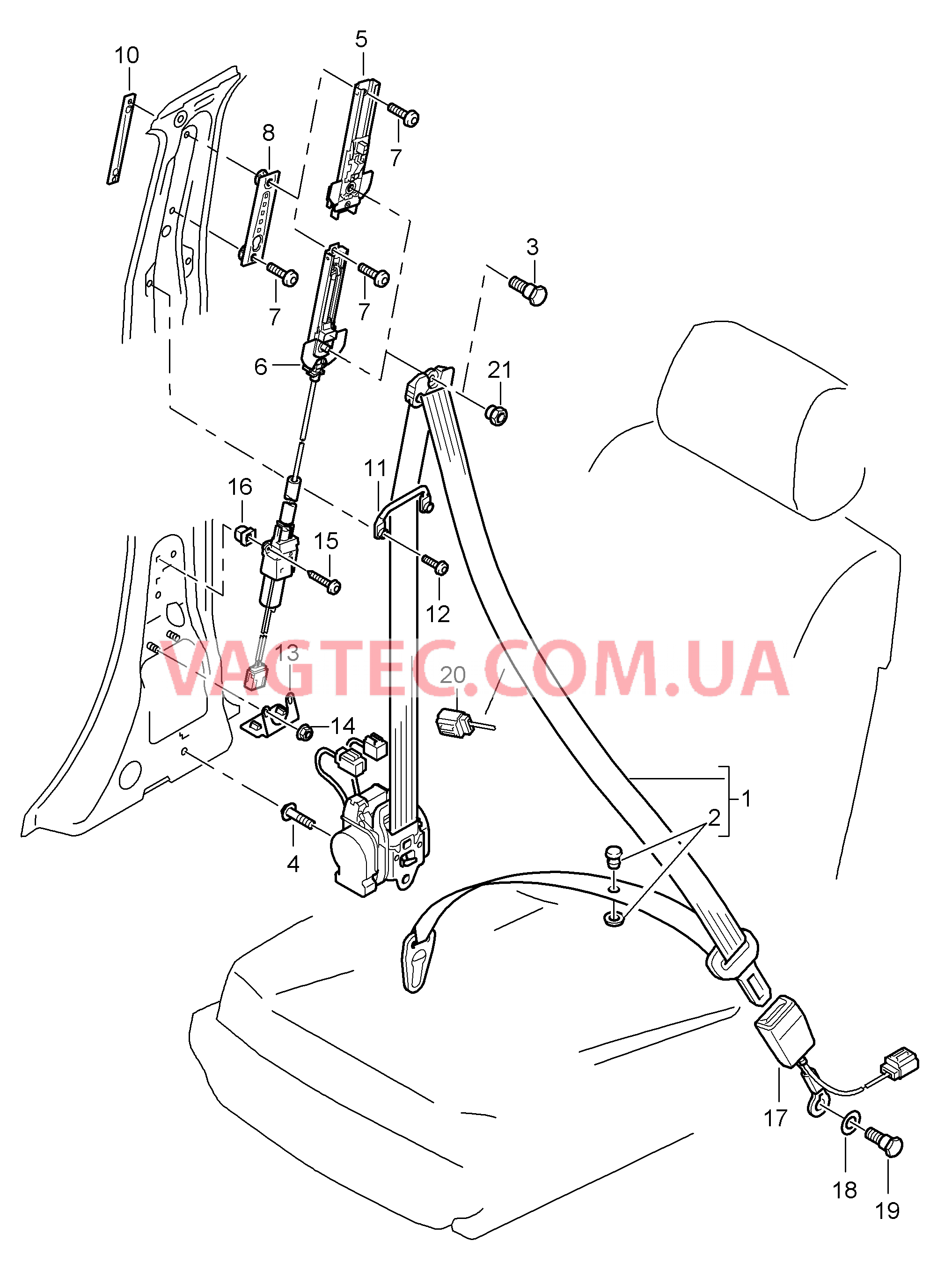 812-000 Ремень безопасности, передний для PORSCHE Cayenne 2007-2010USA