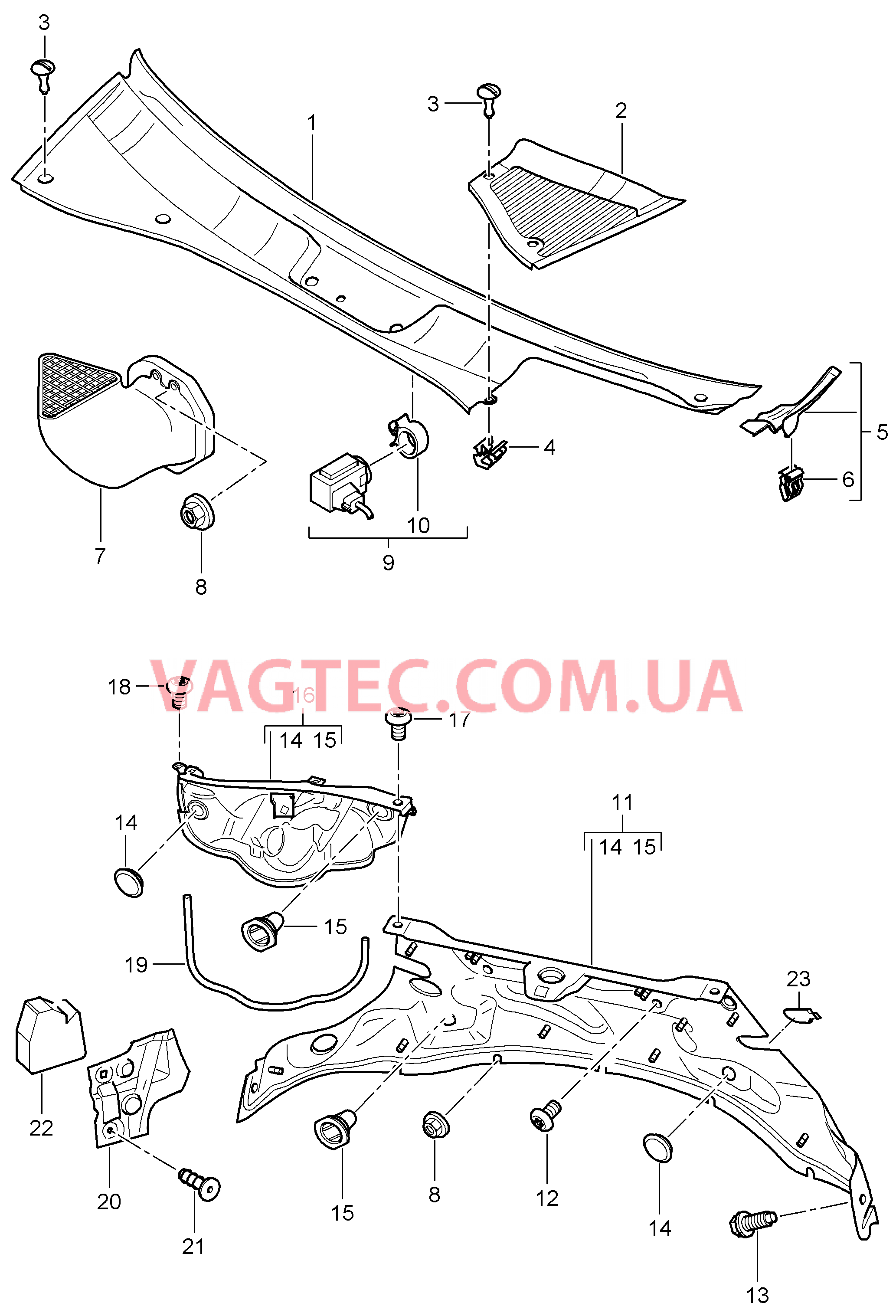 813-090 Крышка, Водоотводящий короб, Воздухозаборник для PORSCHE Cayenne 2007-2010USA