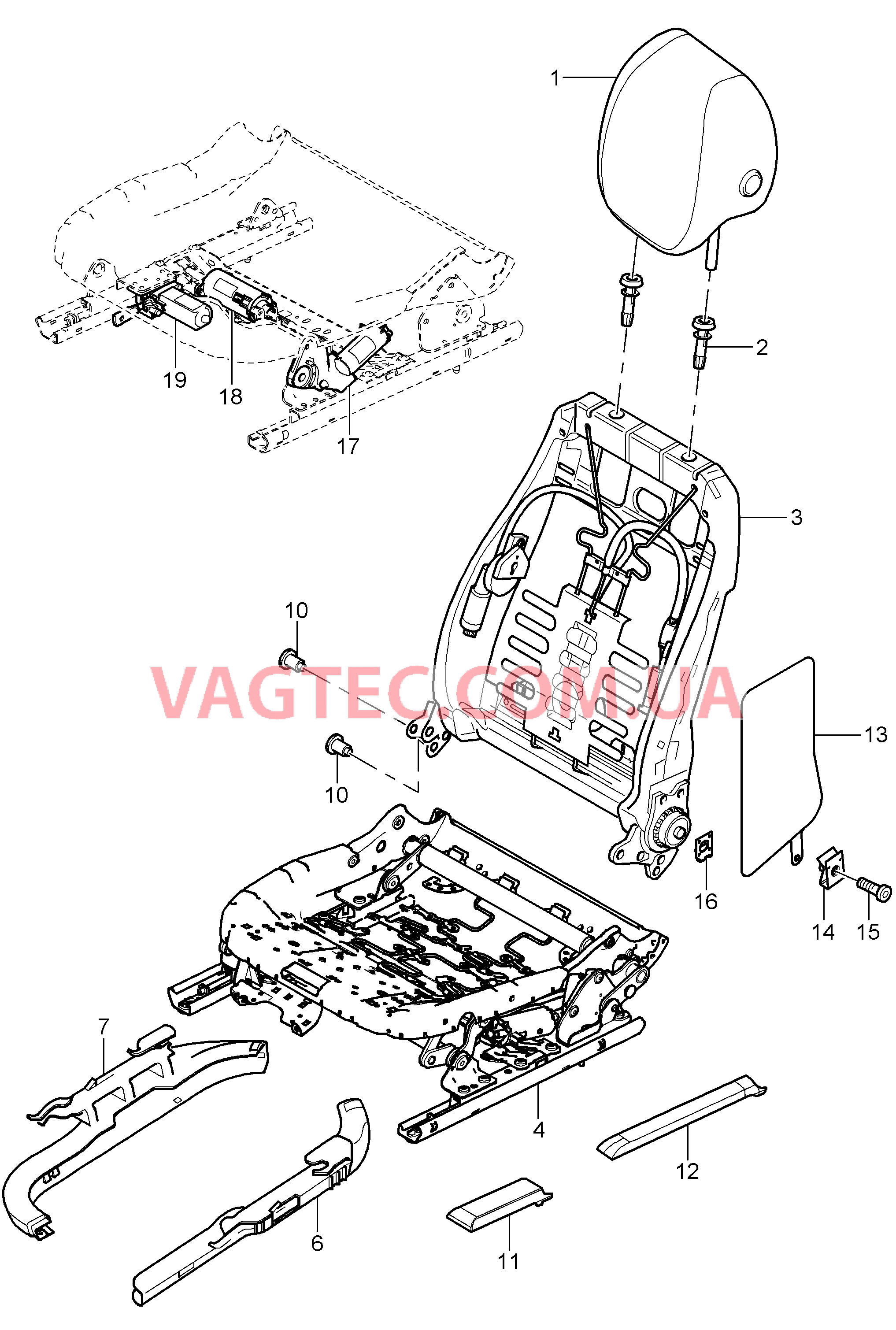 817-020 Каркас спинки, Каркас сиденья для PORSCHE Cayenne 2007-2010