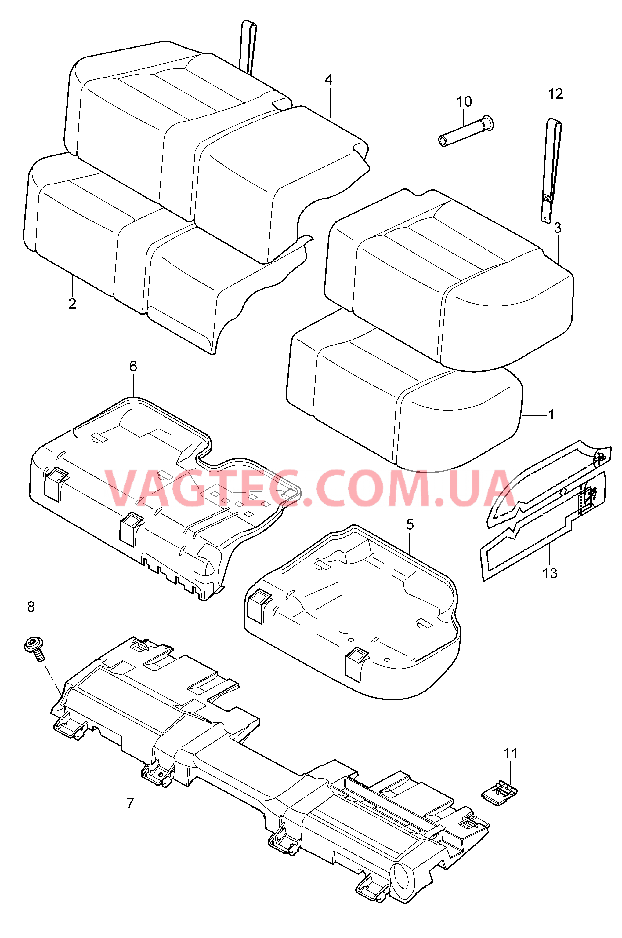 817-042 Сиденье, задний, пластмасса, Каркас сиденья для PORSCHE Cayenne 2007-2010