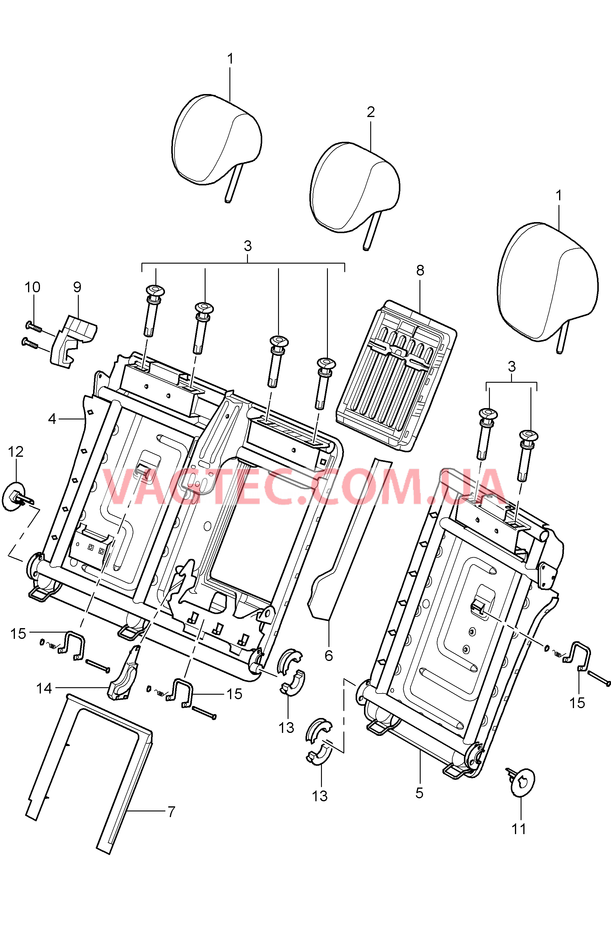 817-050 Подголовник, Детали, Каркас спинки, Чехол для длинномеров для PORSCHE Cayenne 2007-2010USA