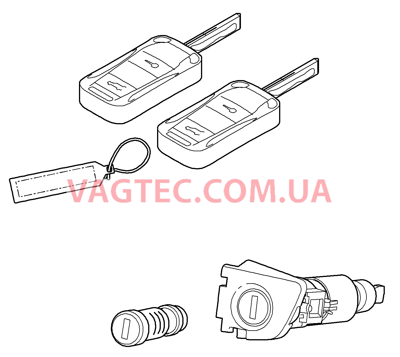 898-000 Ремонтные комплекты, Набор замков, состоит из:, Замок перчаточного ящика, Цилиндр замка, Брелок для ключей, Ручной передатчик для PORSCHE Cayenne 2007-2010