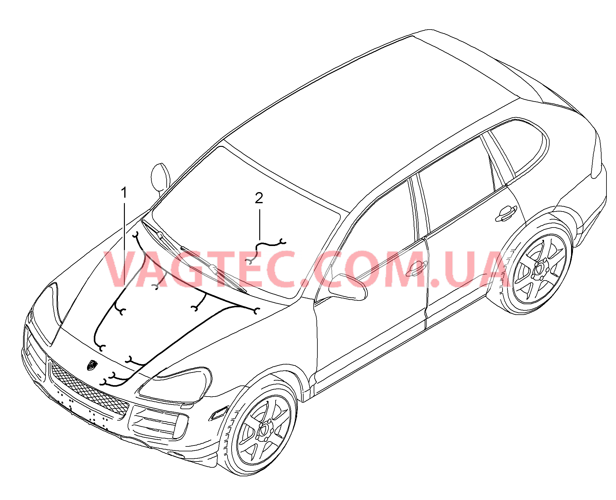 902-007 Жгуты проводов, Моторный отсек, Коробка переключения передач для PORSCHE Cayenne 2007-2010USA