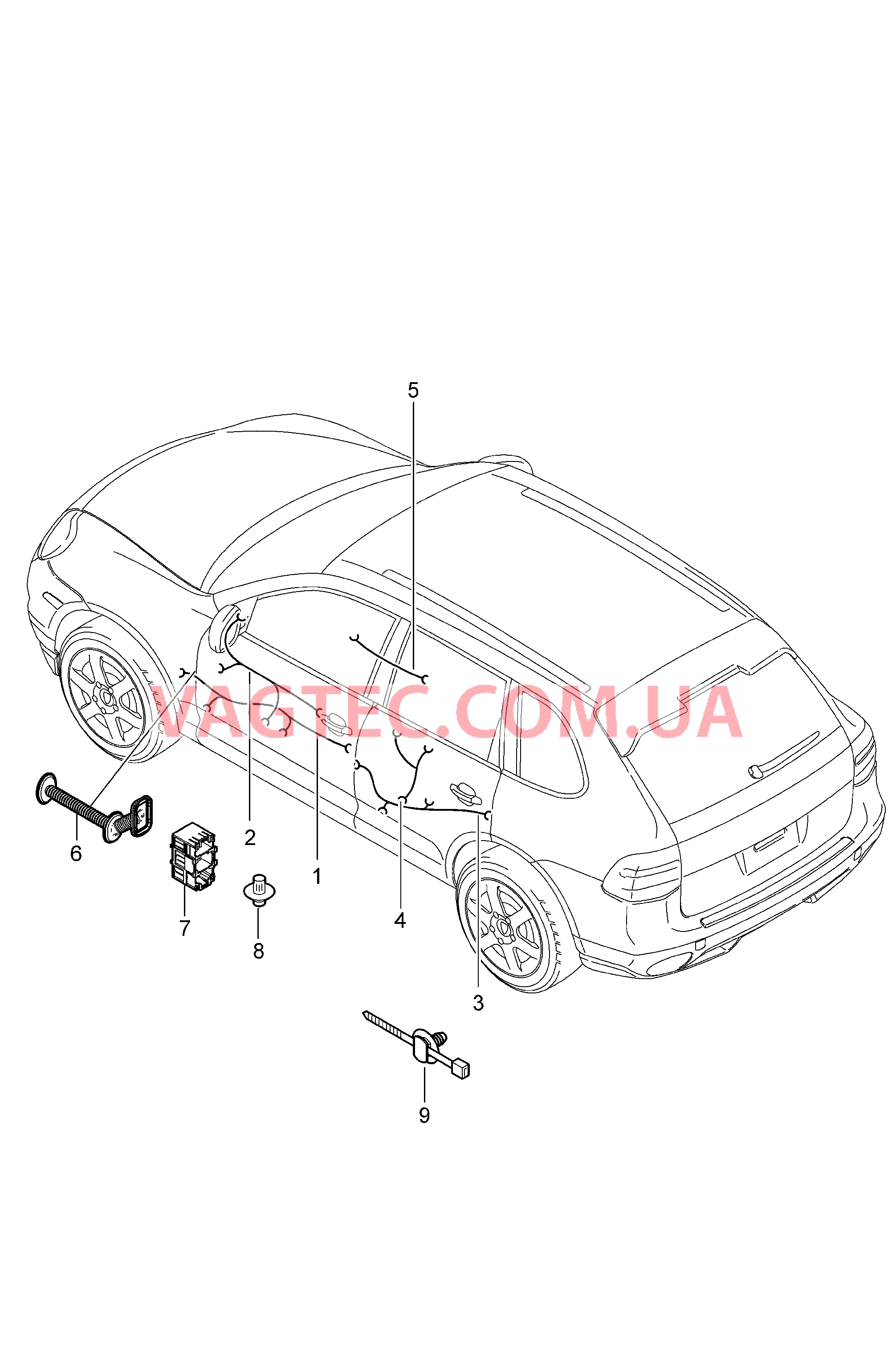 902-015 Жгуты проводов, Двери, Центральная консоль для PORSCHE Cayenne 2007-2010