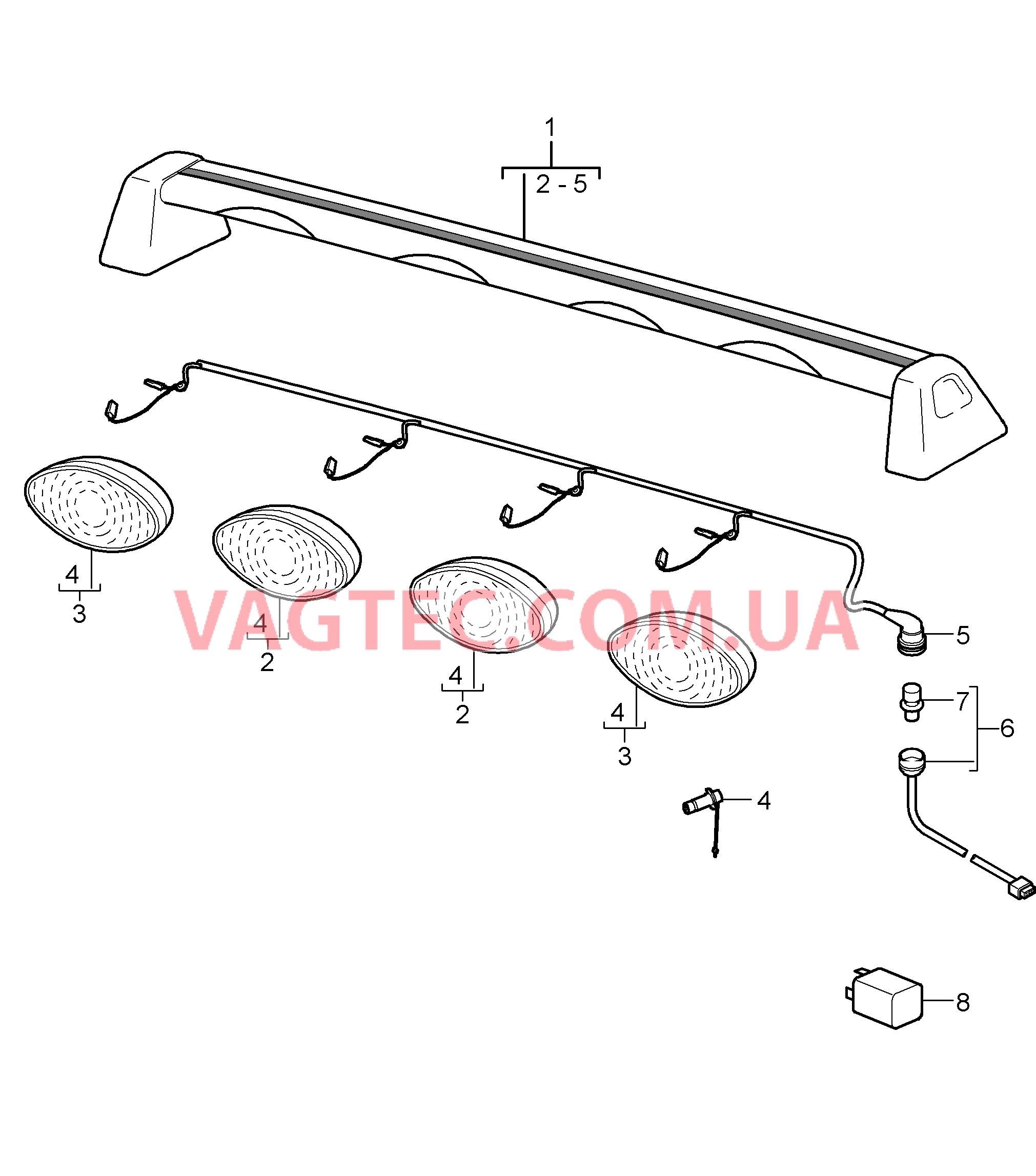 905-002 Дополнительная фара, Крыша
						
						I8WU для PORSCHE Cayenne 2007-2010USA