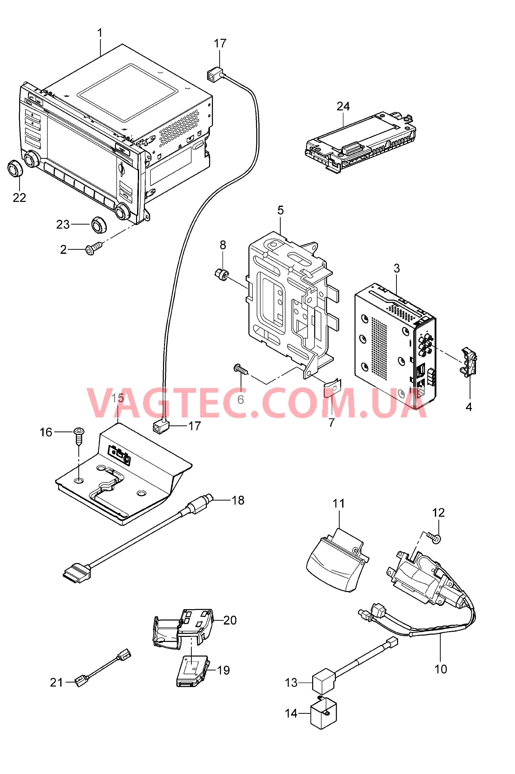 911-002 Радио, Навигационная система, Камера заднего вида, Интерфейс для подключения мультимедийных устр для PORSCHE Cayenne 2007-2010USA