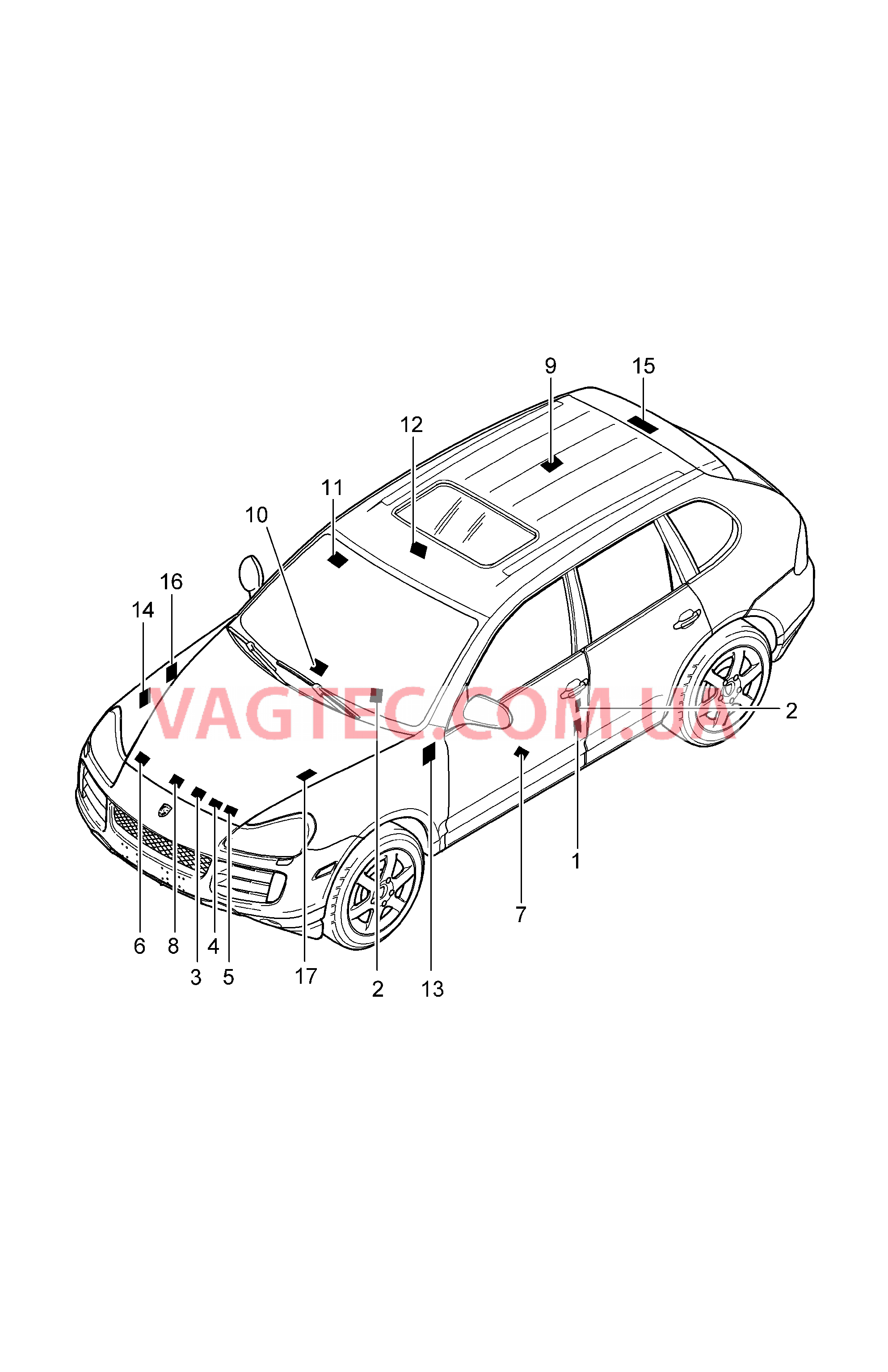 001-005 Наклейки для PORSCHE Cayenne 2007-2010USA