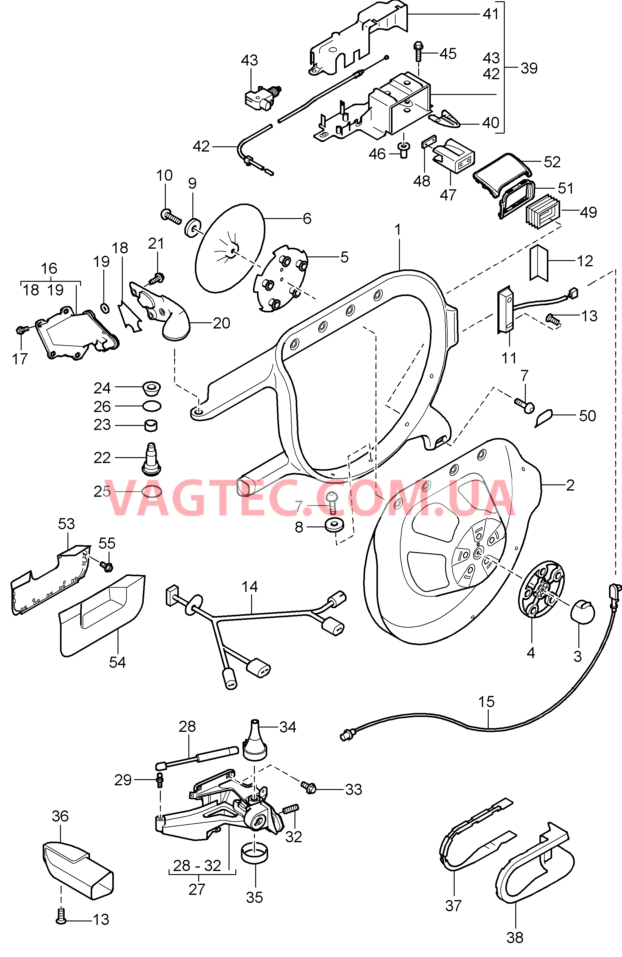 002-005 Крепление, Запасное колесо, внешний для PORSCHE Cayenne 2007-2010USA