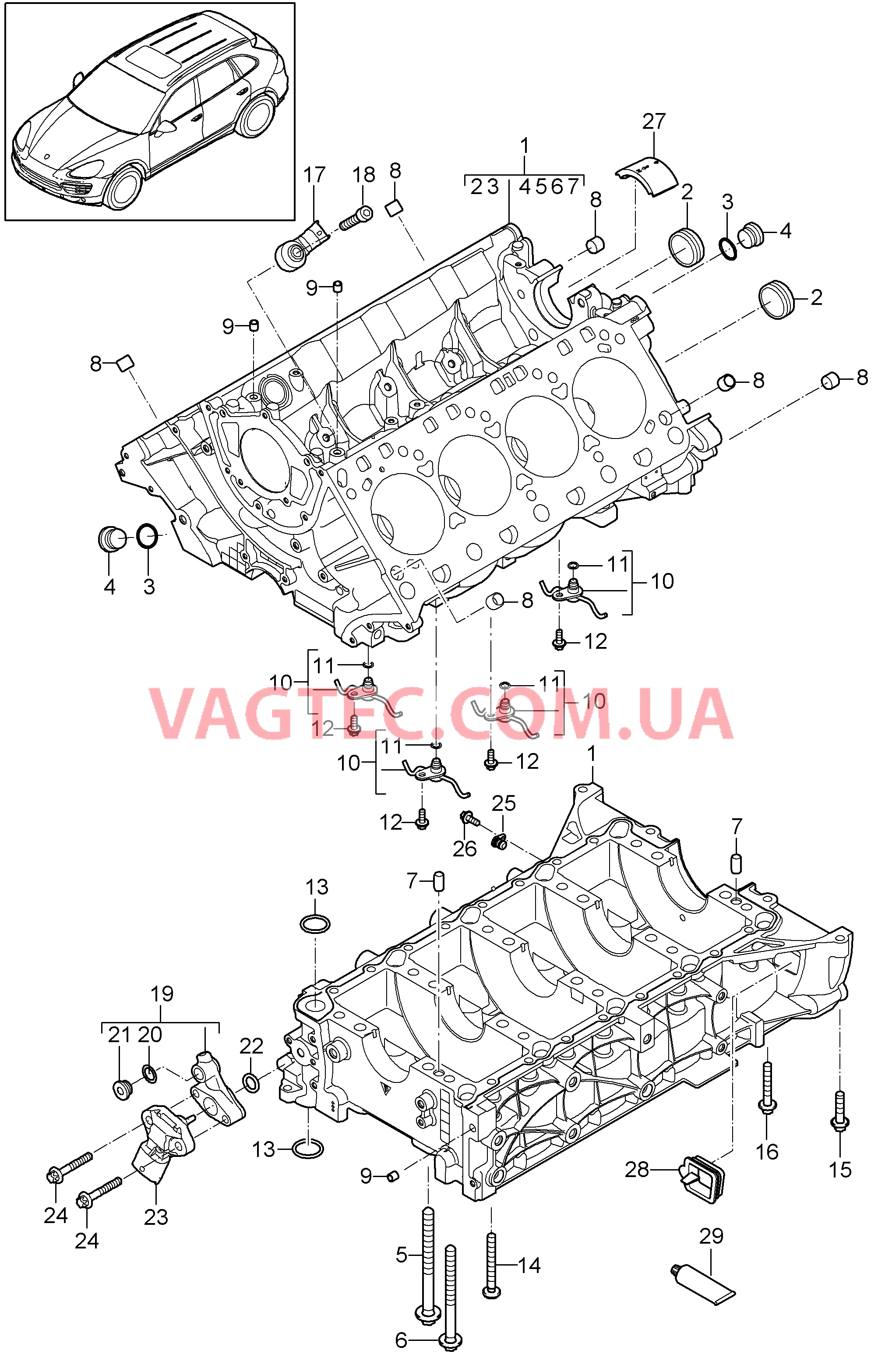 101-040 Кривошипный механизм, Отдельные детали
						
						MCF.TB, MCY.XA, M48.02/52 для PORSCHE Cayenne 2011-2018USA