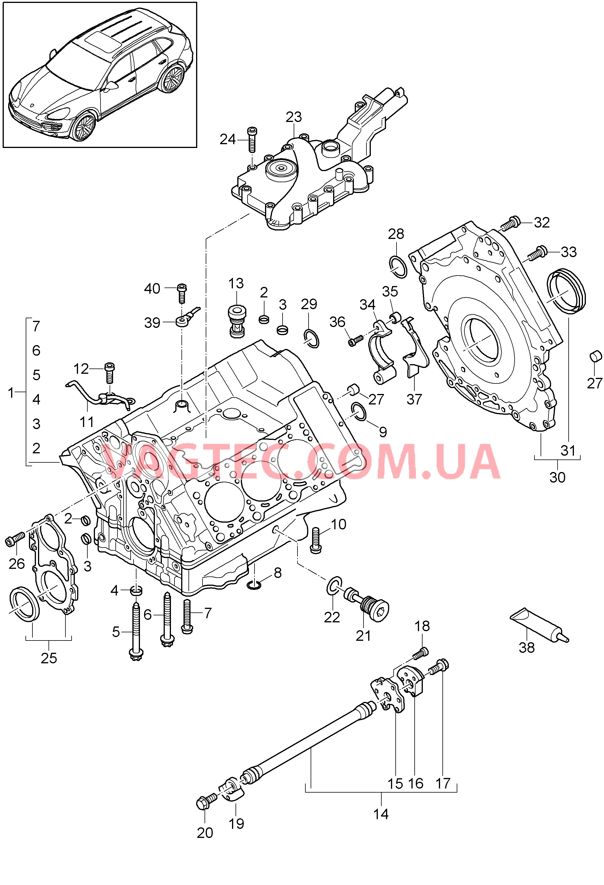 101-070 Кривошипный механизм, Отдельные детали
						
						MCG.EA/FA, MCJ.T, M06.EC для PORSCHE Cayenne 2011-2018USA