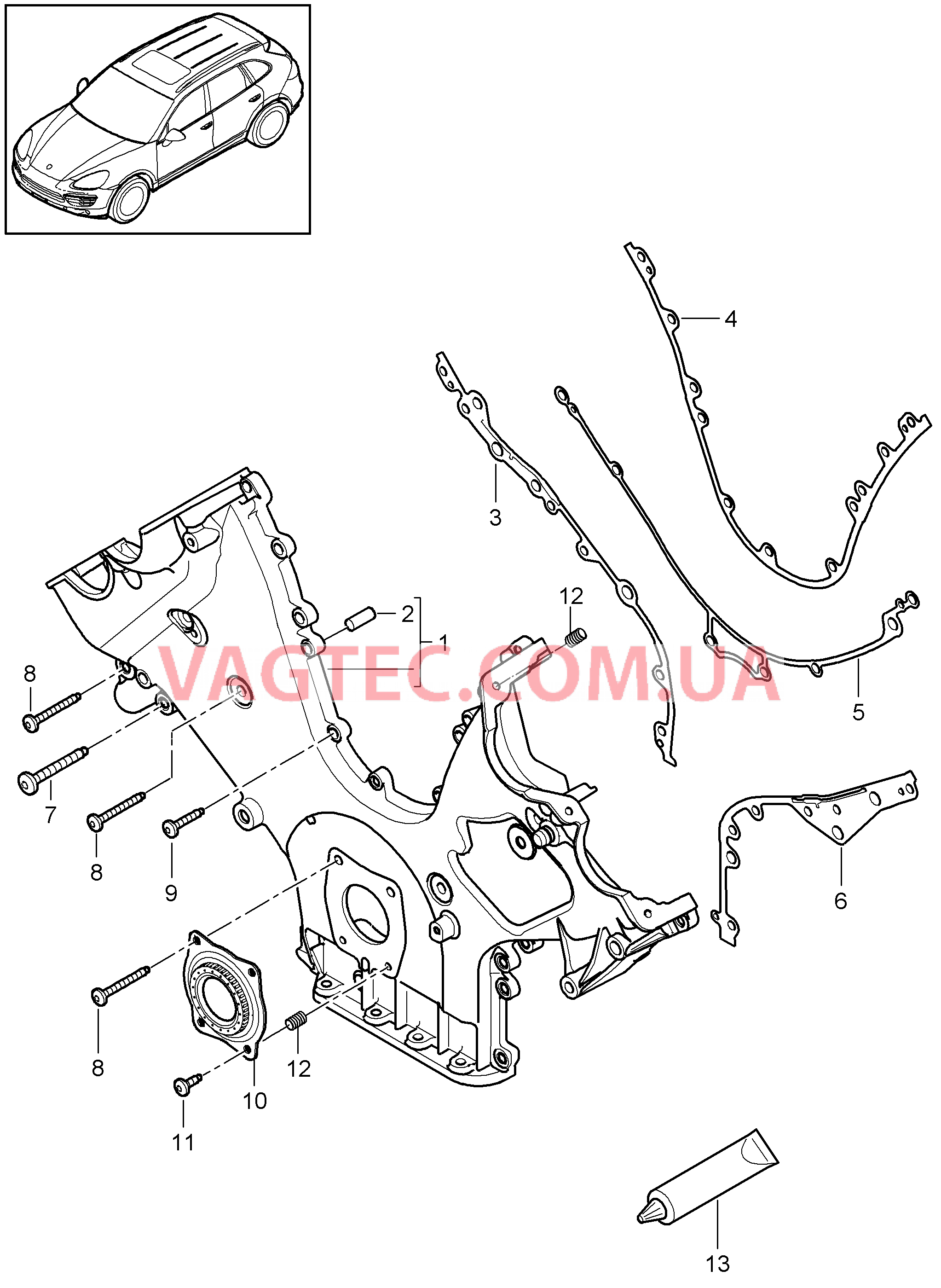 101-080 Крышка картера рул.мех., Уплотнительный фланец
						
						MCF.TB, MCY.XA, M48.02/52 для PORSCHE Cayenne 2011-2018USA