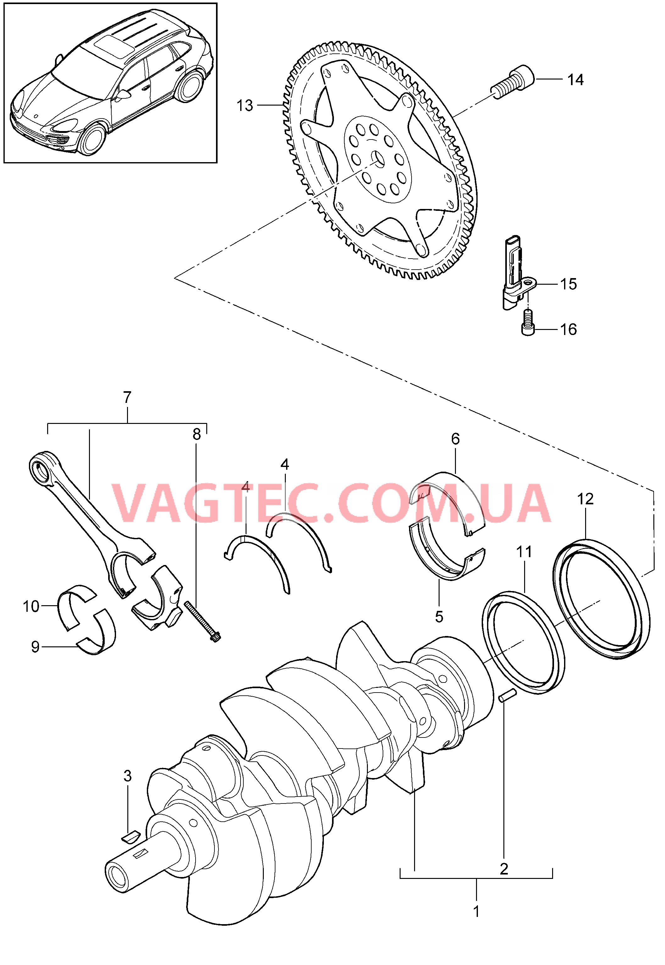 102-005 Коленвал, Щатун
						
						MCU.RA, MCX.ZA для PORSCHE Cayenne 2011-2018USA