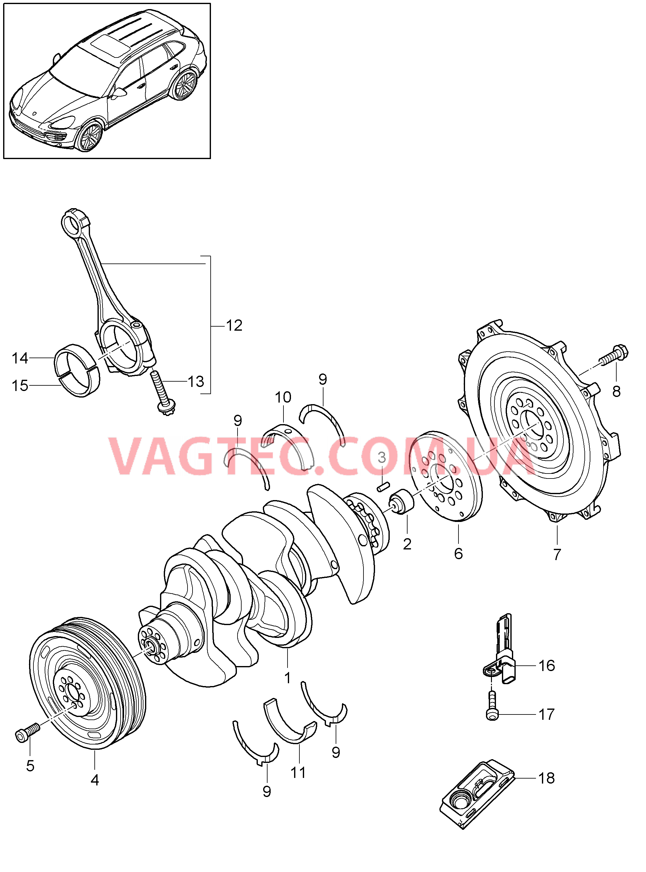 102-030 Коленвал, Щатун
						
						MCG.EA/FA, MCJ.TB, M06.EC для PORSCHE Cayenne 2011-2018USA