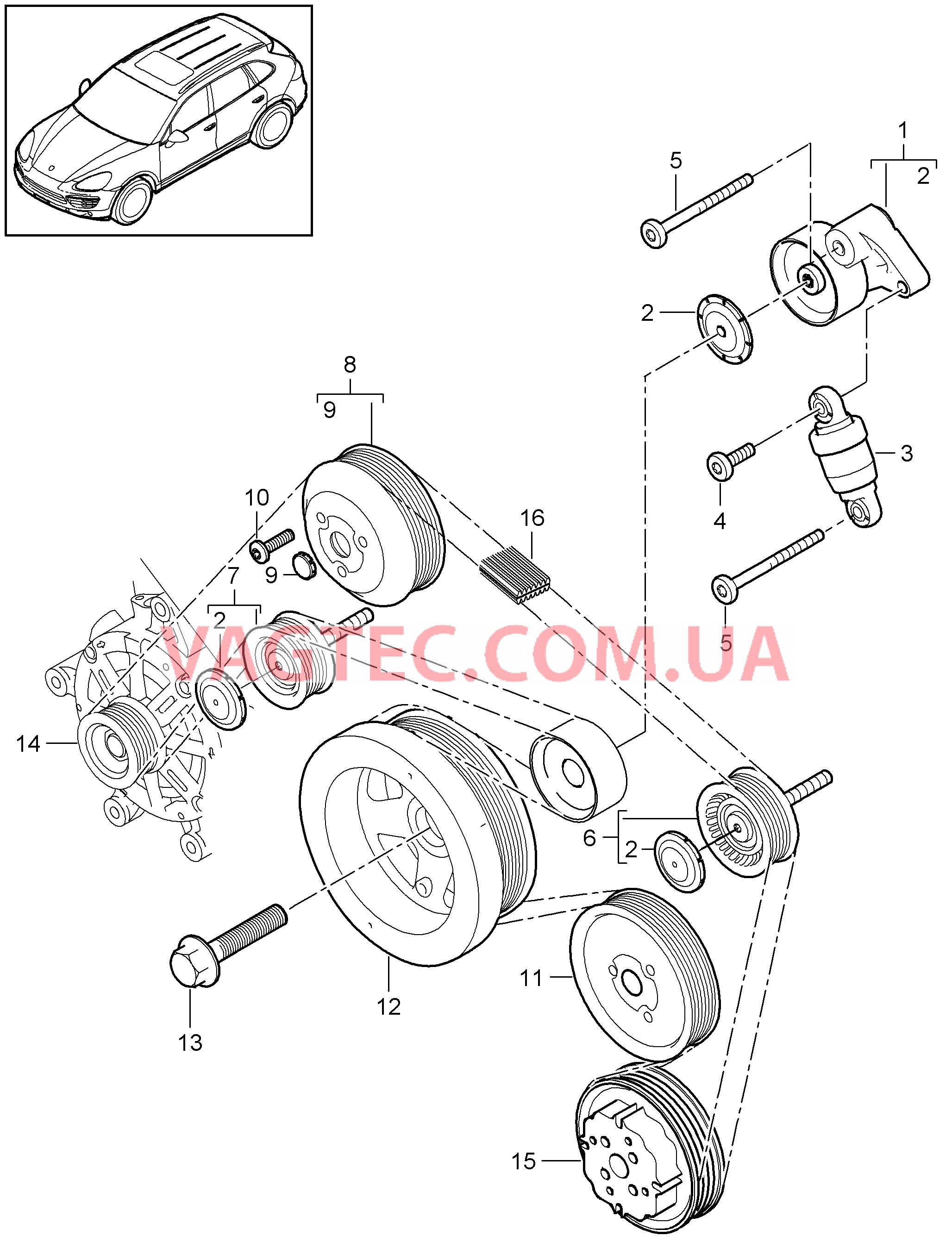 102-080 Натяжитель ремня, Ременный привод
						
						MCF.TB, MCY.XA, M48.02/52 для PORSCHE Cayenne 2011-2018