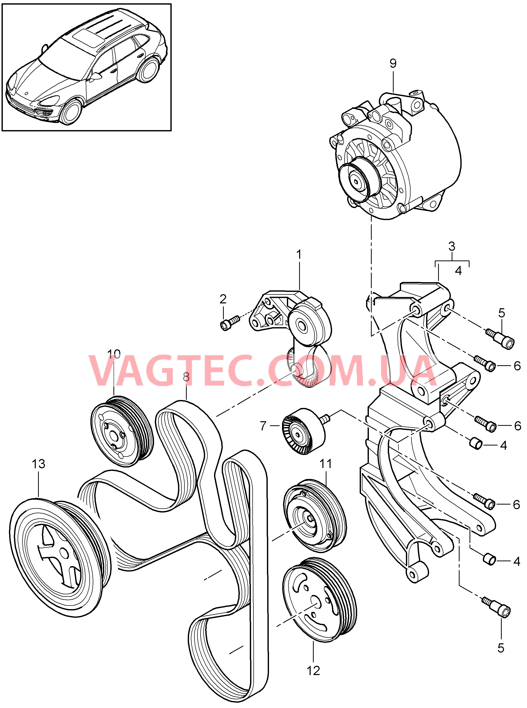 102-085 Натяжитель ремня, Ременный привод
						
						MCE.YA, M55.02 для PORSCHE Cayenne 2011-2018USA