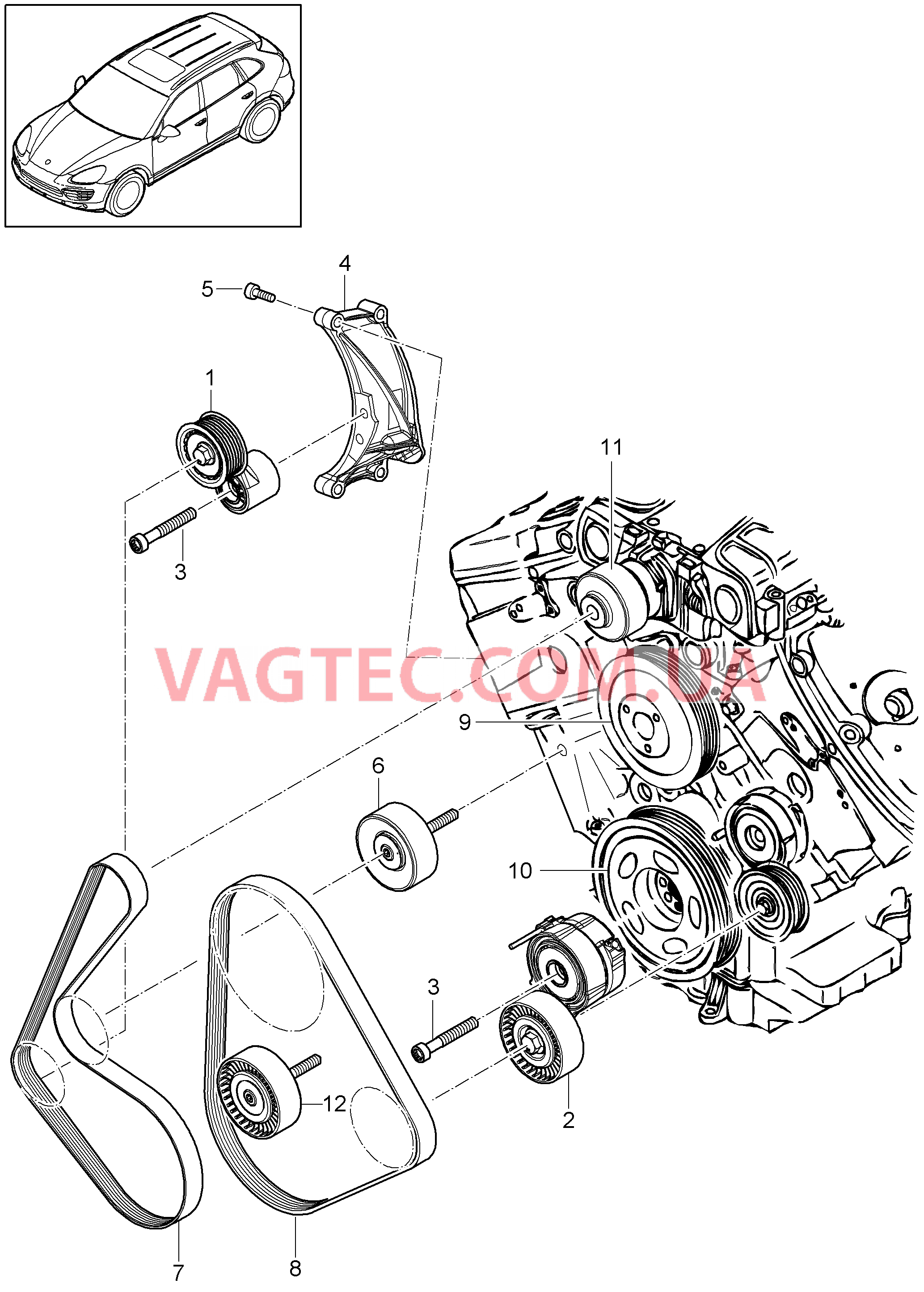 102-095 Натяжитель ремня, Ременный привод
						
						MCG.EA/FA, MCJ.TB, M06.EC для PORSCHE Cayenne 2011-2018USA