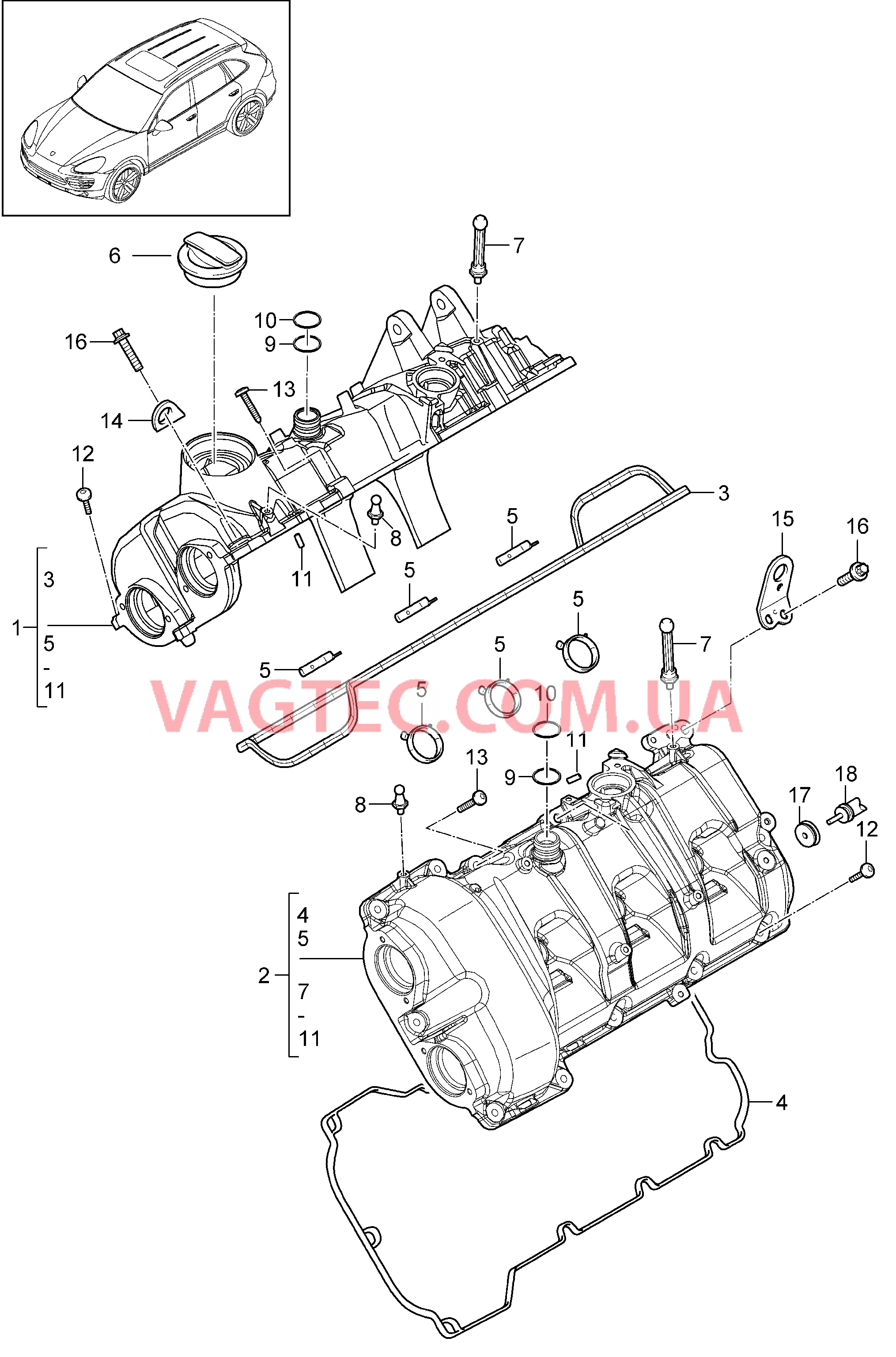 103-022 Клапанная крышка
						
						MCU.RA, MCX.ZA для PORSCHE Cayenne 2011-2018