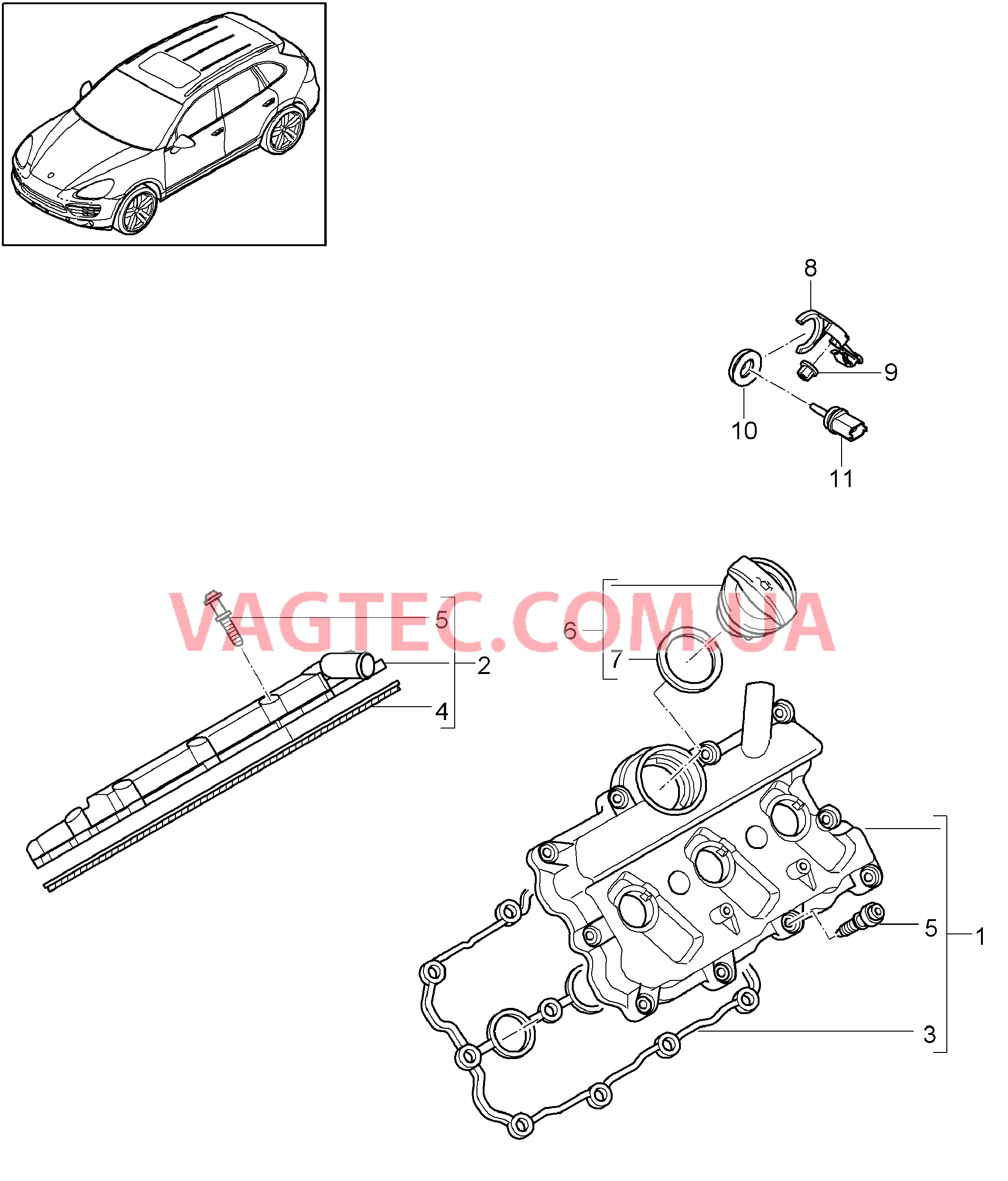 103-035 Клапанная крышка
						
						MCG.EA/FA, MCJ.TB, M06.EC для PORSCHE Cayenne 2011-2018
