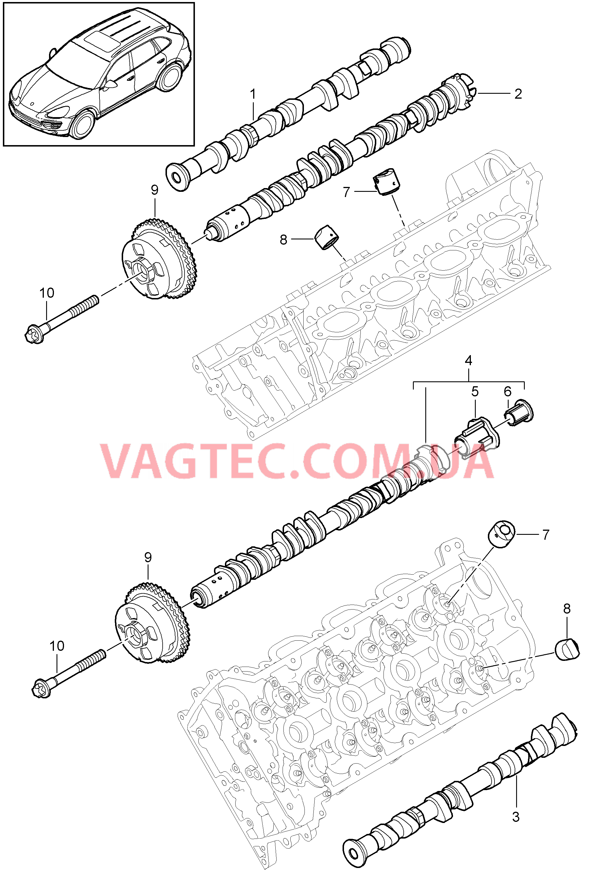 103-050 Распредвал
						
						MCF.TB, MCY.XA, M48.02/52 для PORSCHE Cayenne 2011-2018