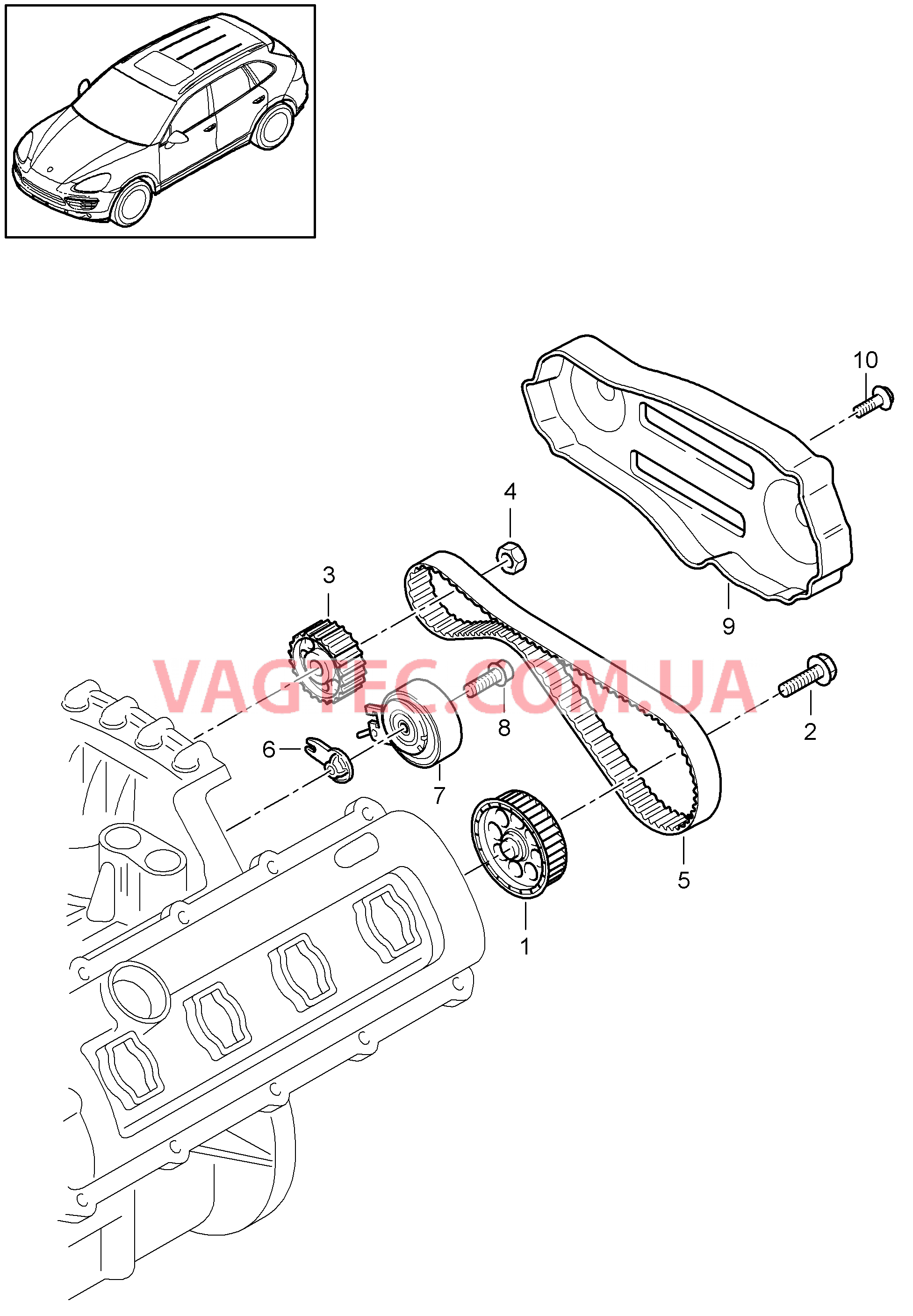 103-095 Зубчатый ремень, Защита зубчатого ремня
						
						MCU.DB/DC для PORSCHE Cayenne 2011-2018