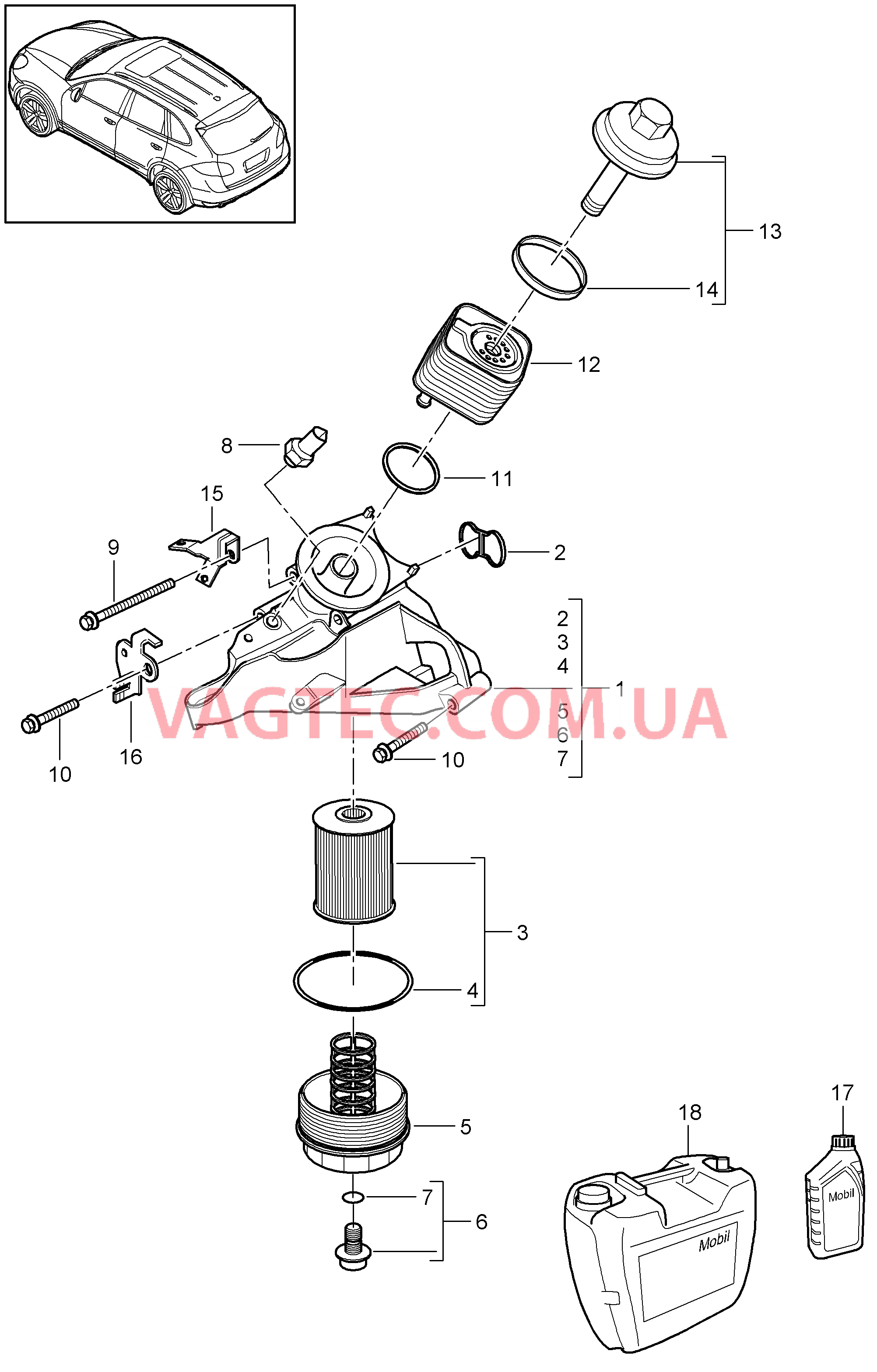 104-060 Масляный фильтр, Консоль, Масляный радиатор
						
						M55.02 для PORSCHE Cayenne 2011-2018USA