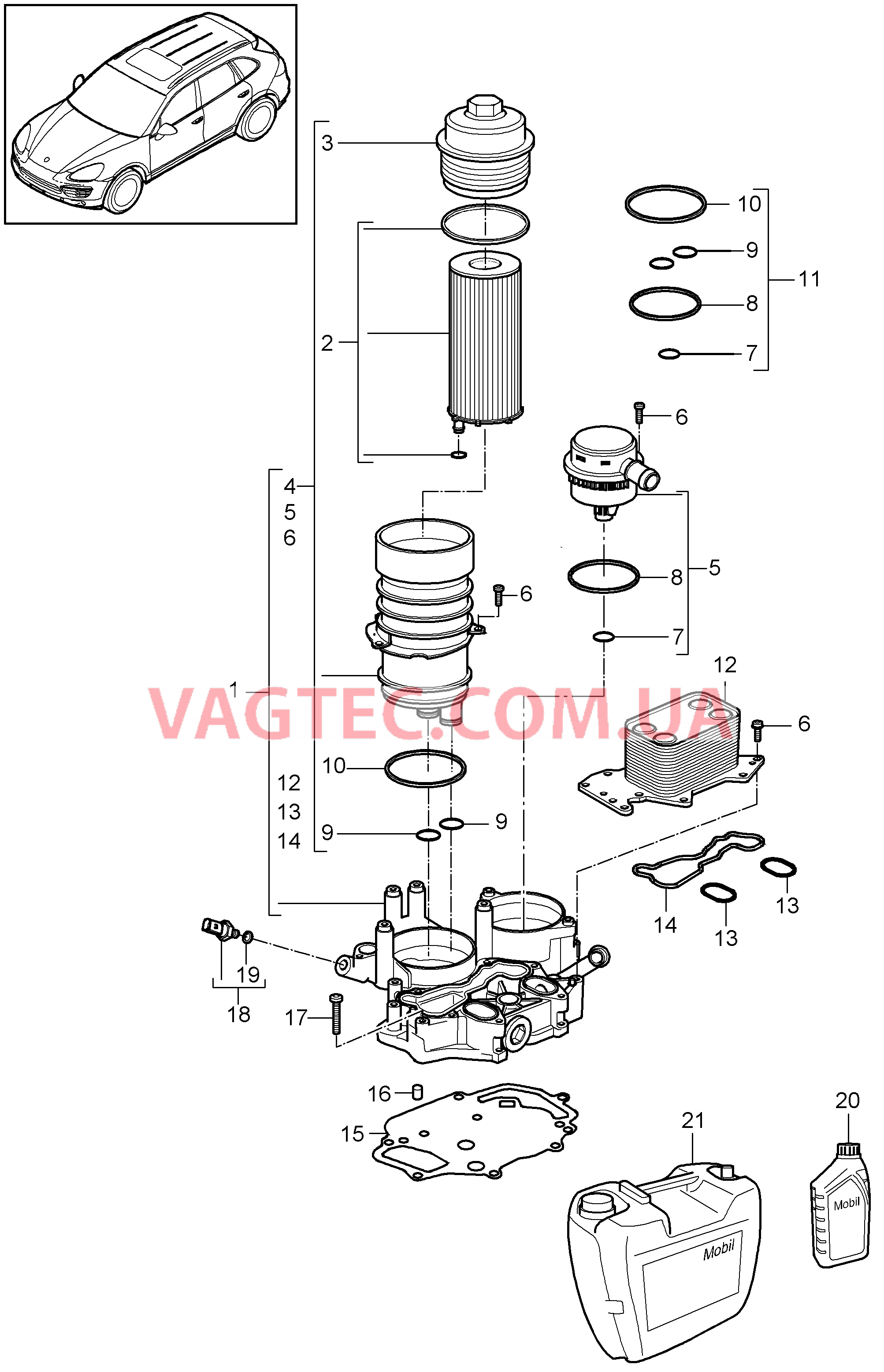 104-070 Масляный фильтр, Консоль, Масляный радиатор
						
						M05.9E для PORSCHE Cayenne 2011-2018