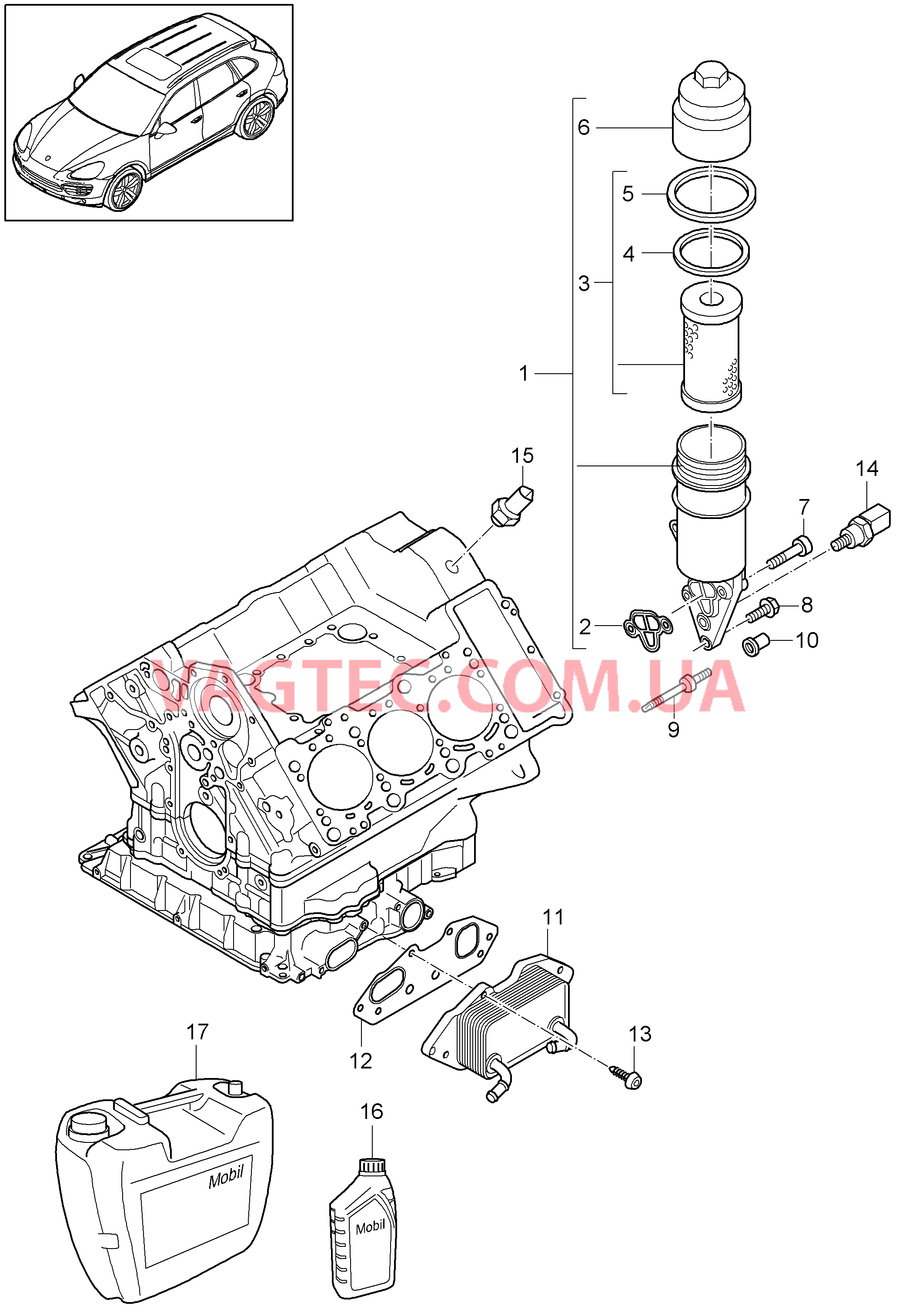 104-080 Масляный фильтр, Консоль, Масляный радиатор
						
						MCG.EA/FA, MCJ.TB, M06.EC для PORSCHE Cayenne 2011-2018