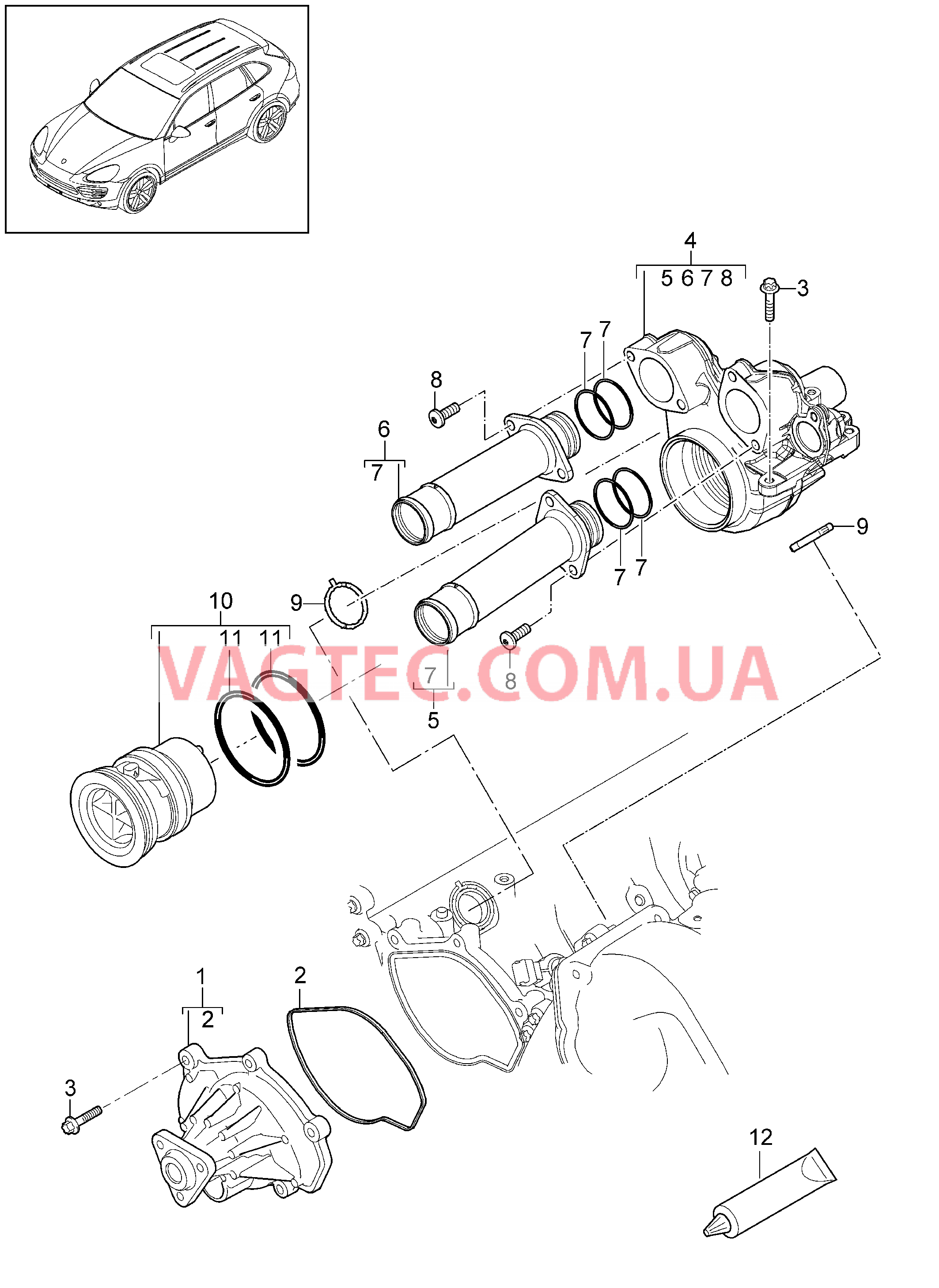 105-002 Водяной насос, Корпус термостата
						
						MCU.RA, MCX.ZA для PORSCHE Cayenne 2011-2018USA