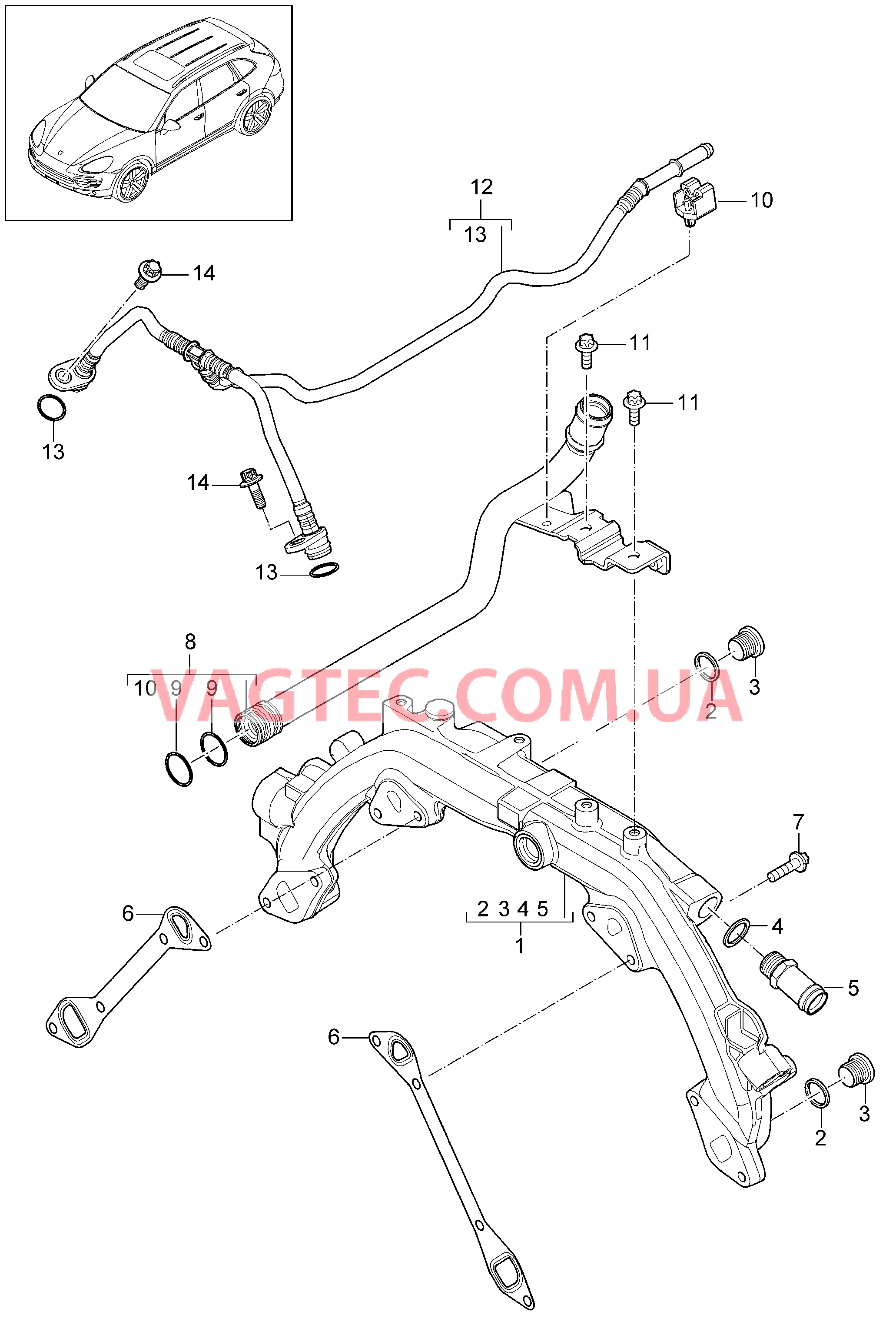 105-022 Водяное охлаждение 1
						
						MCU.RA, MCX.ZA для PORSCHE Cayenne 2011-2018USA