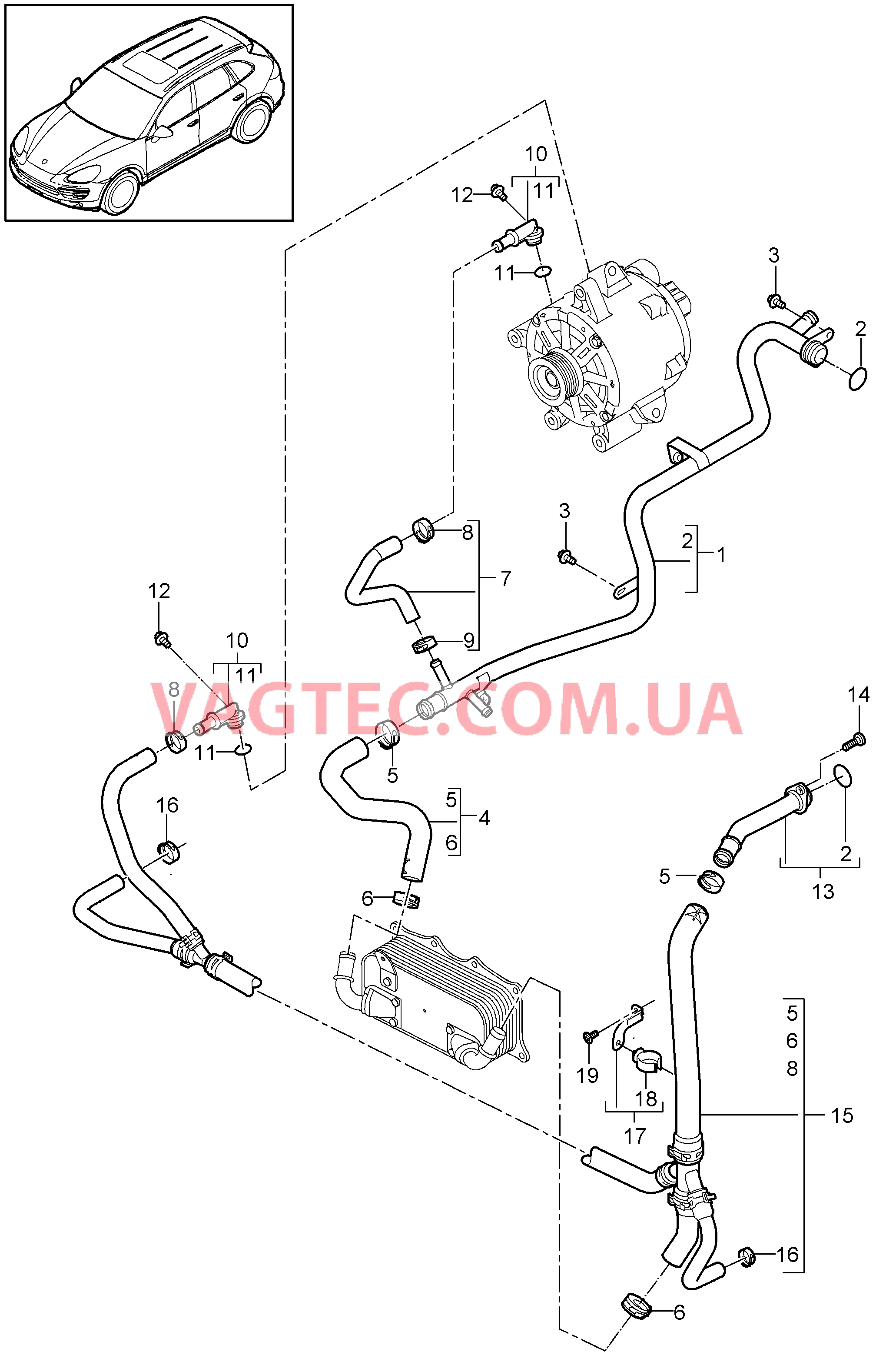 105-025 Водяное охлаждение 2
						
						MCF.TB, MCY.XA, M48.02/52 для PORSCHE Cayenne 2011-2018USA