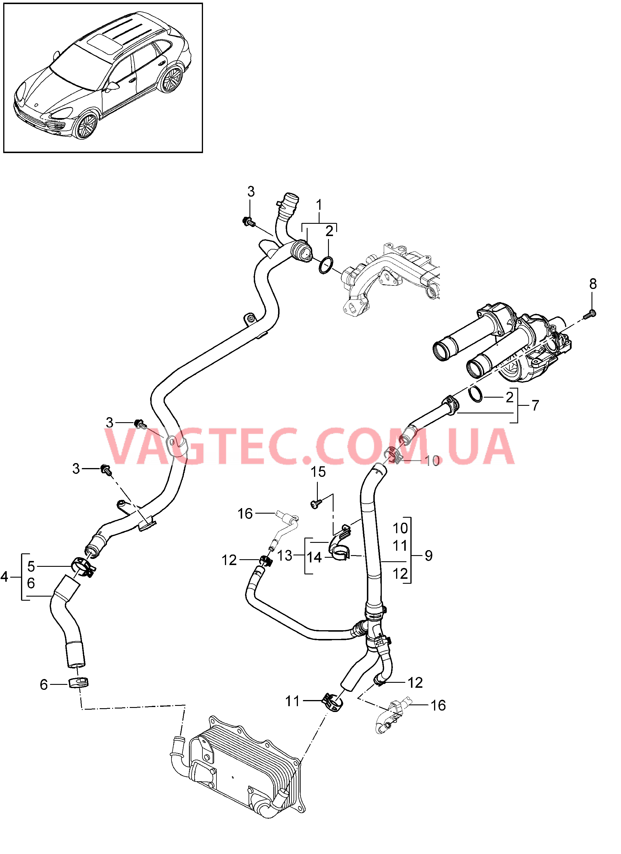 105-027 Водяное охлаждение 2
						
						MCU.RA, MCX.ZA для PORSCHE Cayenne 2011-2018
