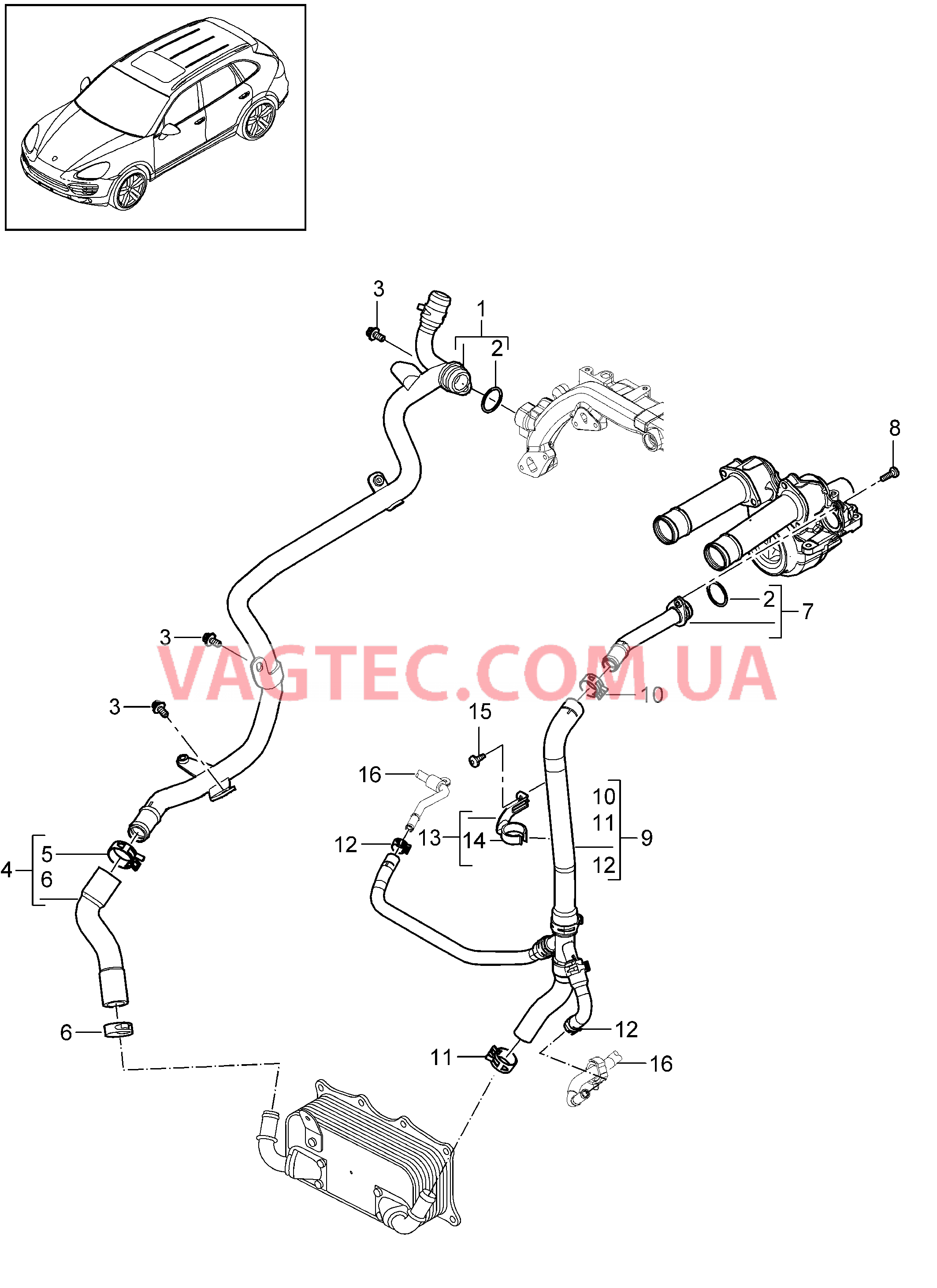 105-027 Водяное охлаждение 2
						
						MCU.RA, MCX.ZA для PORSCHE Cayenne 2011-2018USA