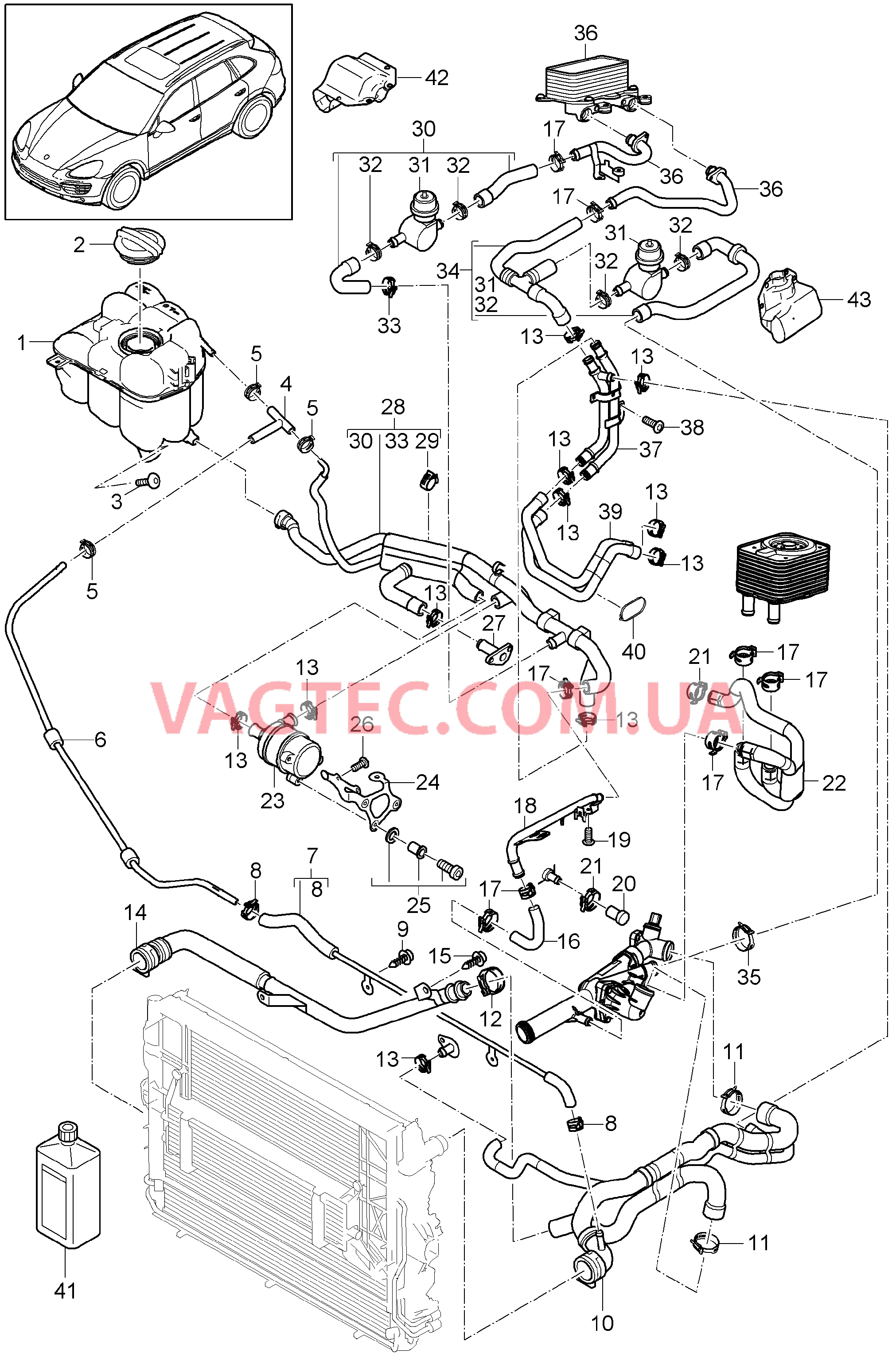 105-040 Водяное охлаждение 4, Водяной резервуар
						
						ID34 для PORSCHE Cayenne 2011-2018USA