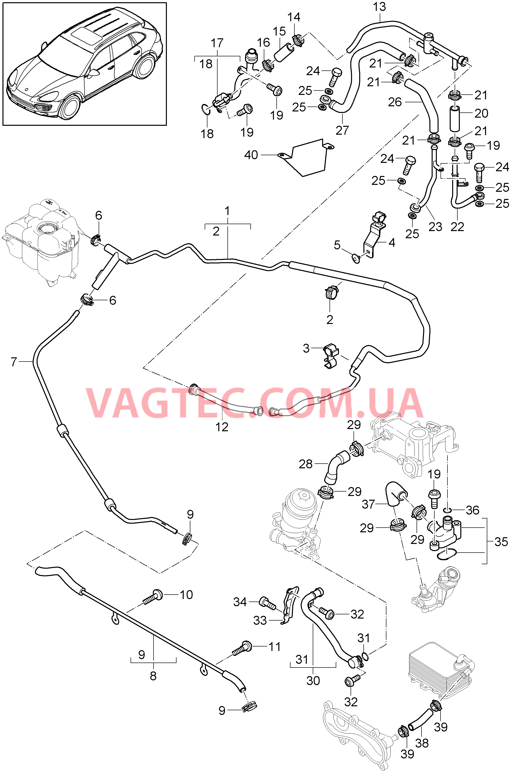 105-052 Водяное охлаждение 4
						
						IDV7/D1V/D43, ID50/D51 для PORSCHE Cayenne 2011-2018