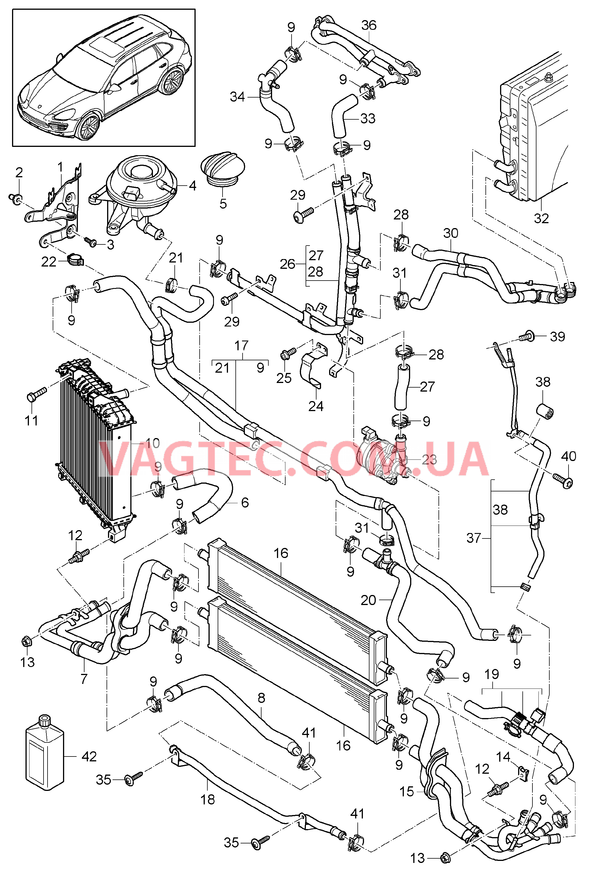 105-056 Водяное охлаждение 4, Водяной резервуар
						
						ID19 для PORSCHE Cayenne 2011-2018USA