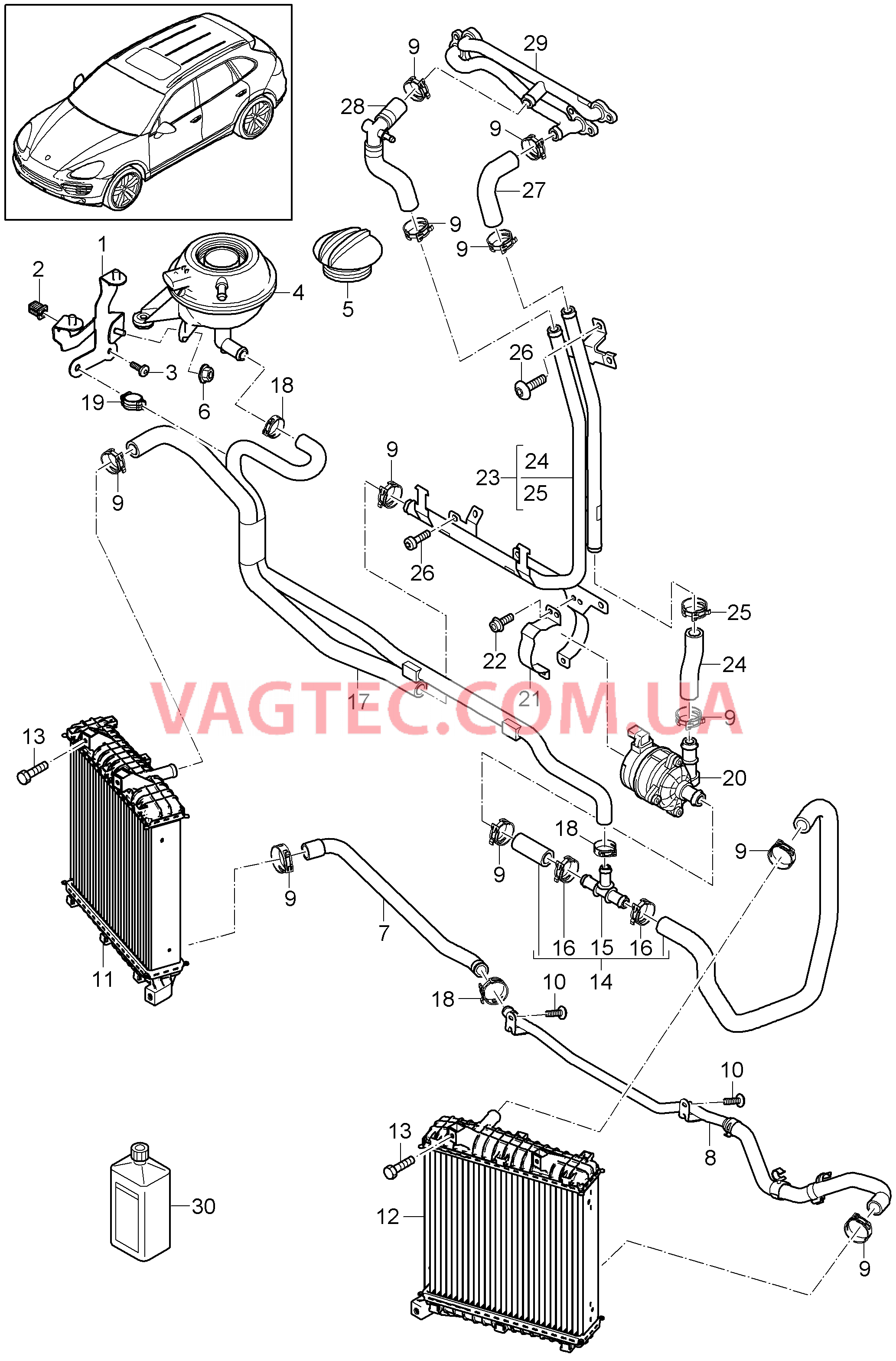 105-057 Водяное охлаждение 4, Водяной резервуар
						
						ID11 для PORSCHE Cayenne 2011-2018