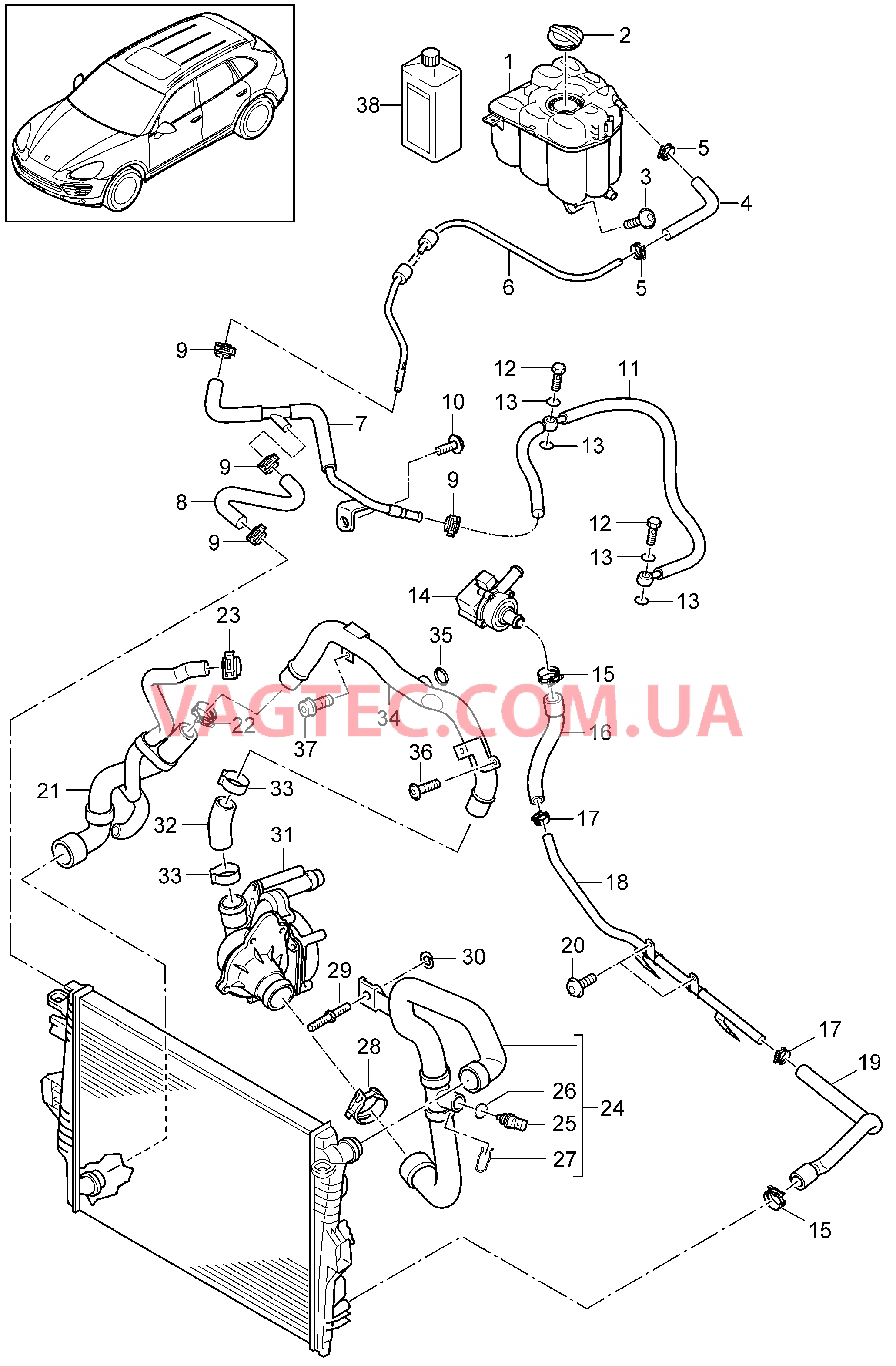 105-070 Водяное охлаждение 4, Водяной резервуар
						
						IDD8 для PORSCHE Cayenne 2011-2018