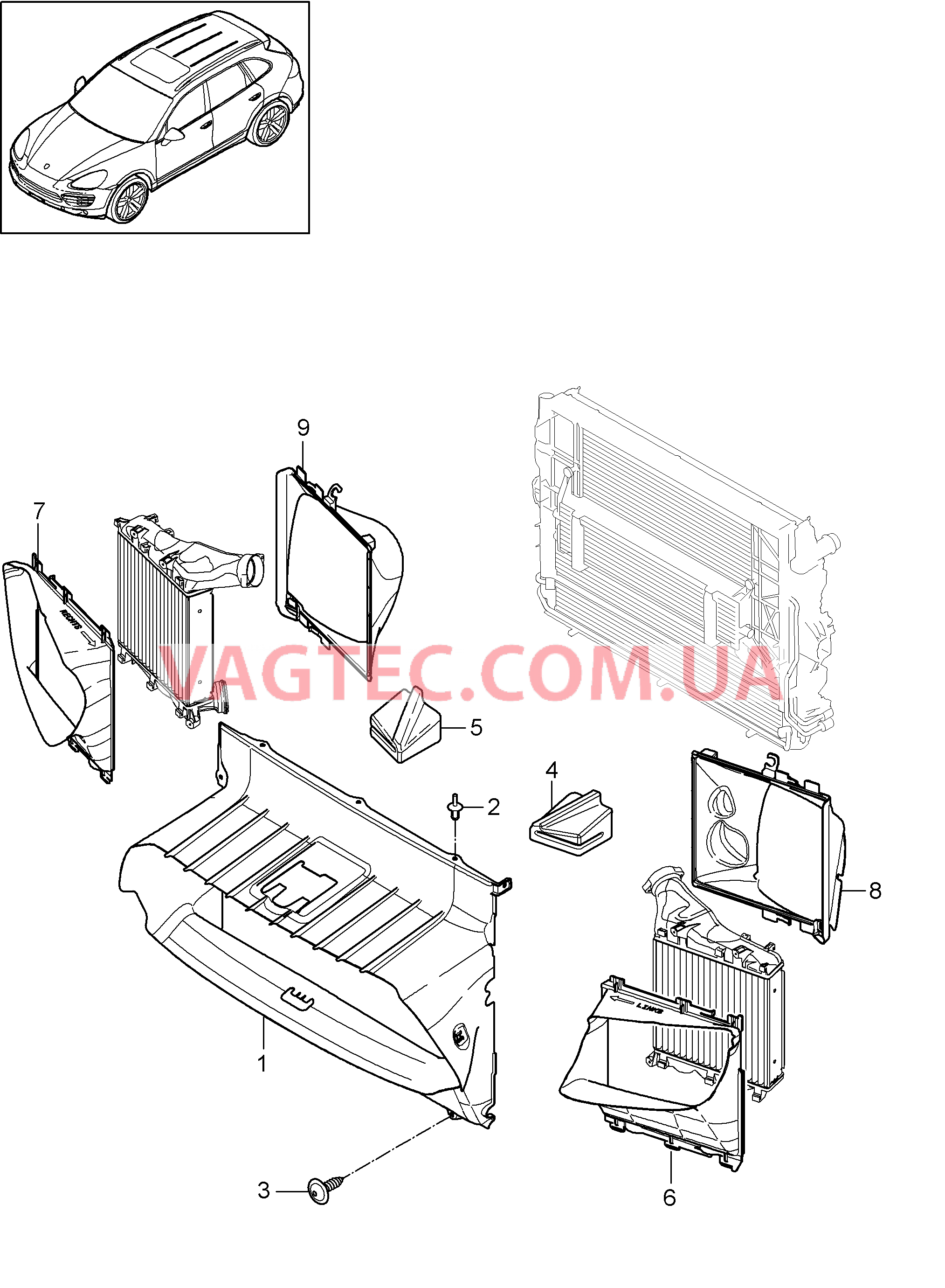 105-095 Направляющ.охлаждающ.воздуха для PORSCHE Cayenne 2011-2018USA