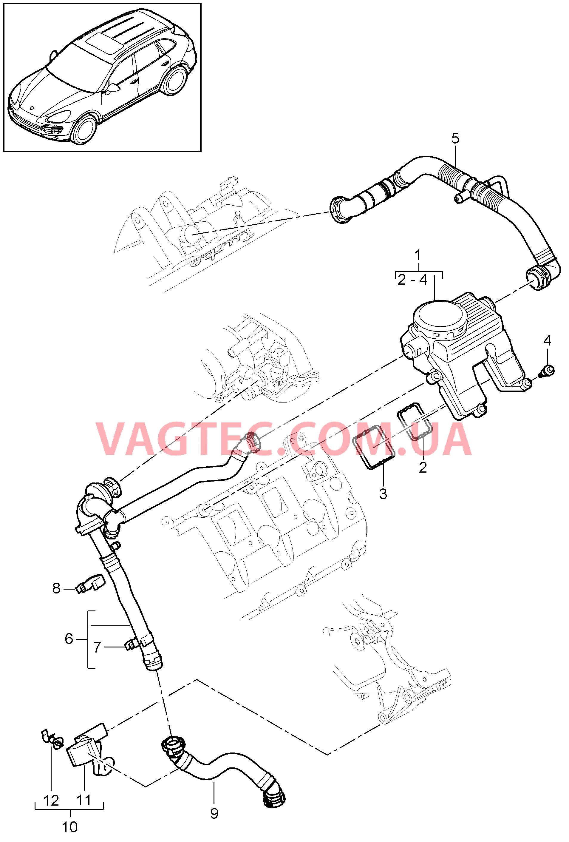 107-005 Кривошипный механизм, Система вентиляции
						
						MCF.TB, MCY.XA, M48.02/52 для PORSCHE Cayenne 2011-2018USA