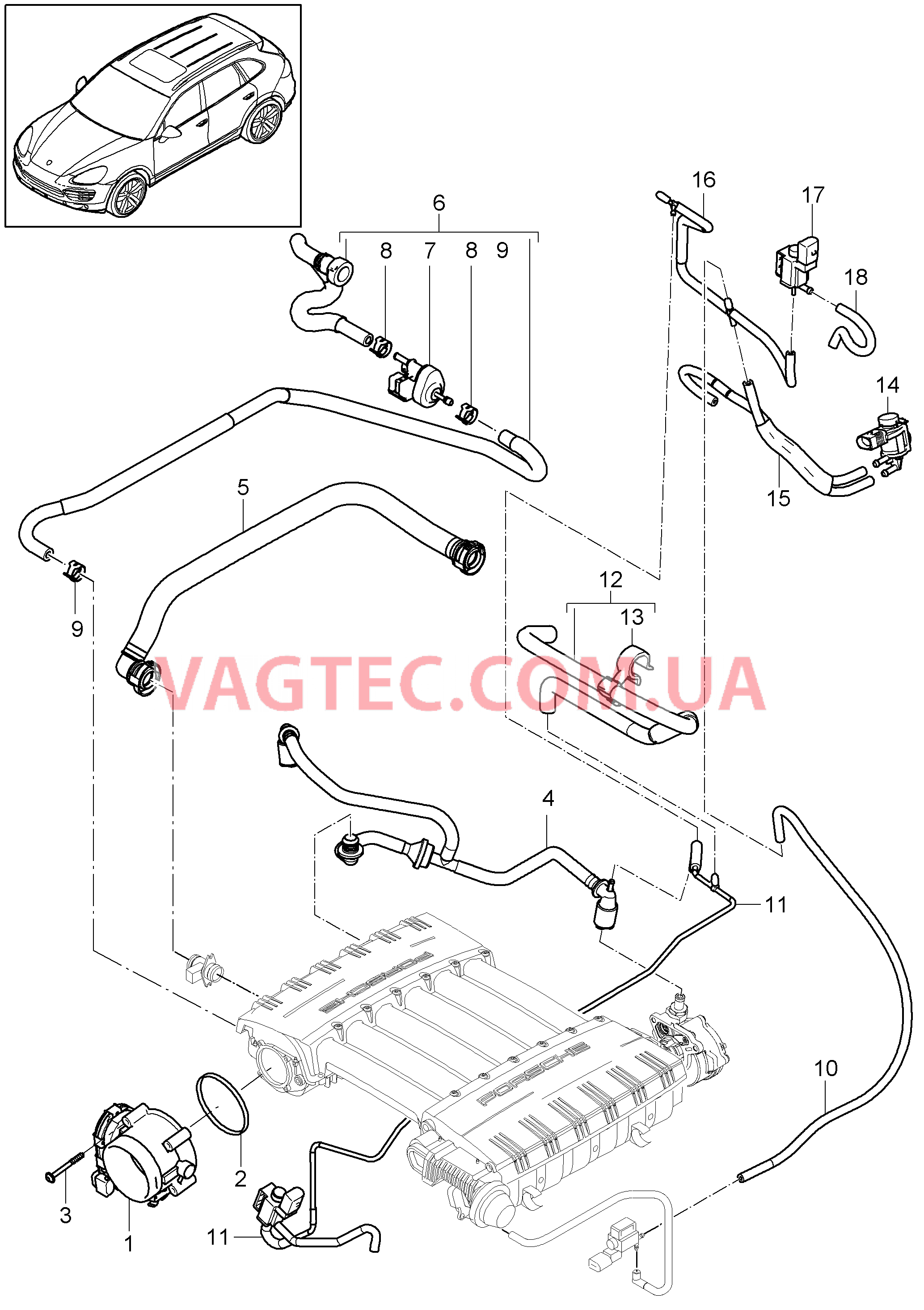 107-010 Патр. дроссел.заслонки, Вентиляция топливн.бака, Трубка системы вентиляции, Кривошипный механизм
						
						MCE.YA, M55.02 для PORSCHE Cayenne 2011-2018USA