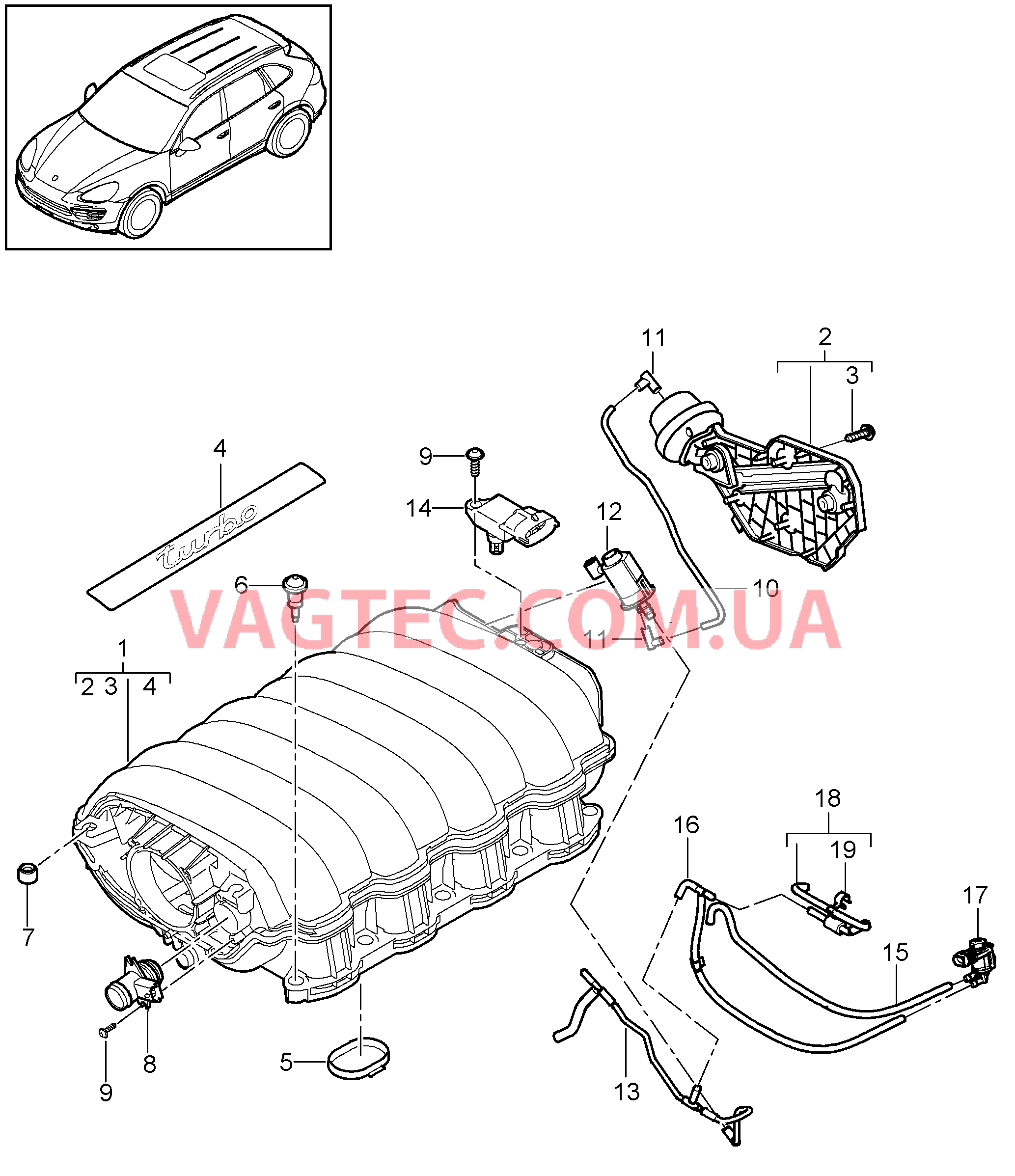 107-050 Впускной коллектор
						
						MCF.TB, MCY.XA, M48.02/52 для PORSCHE Cayenne 2011-2018USA