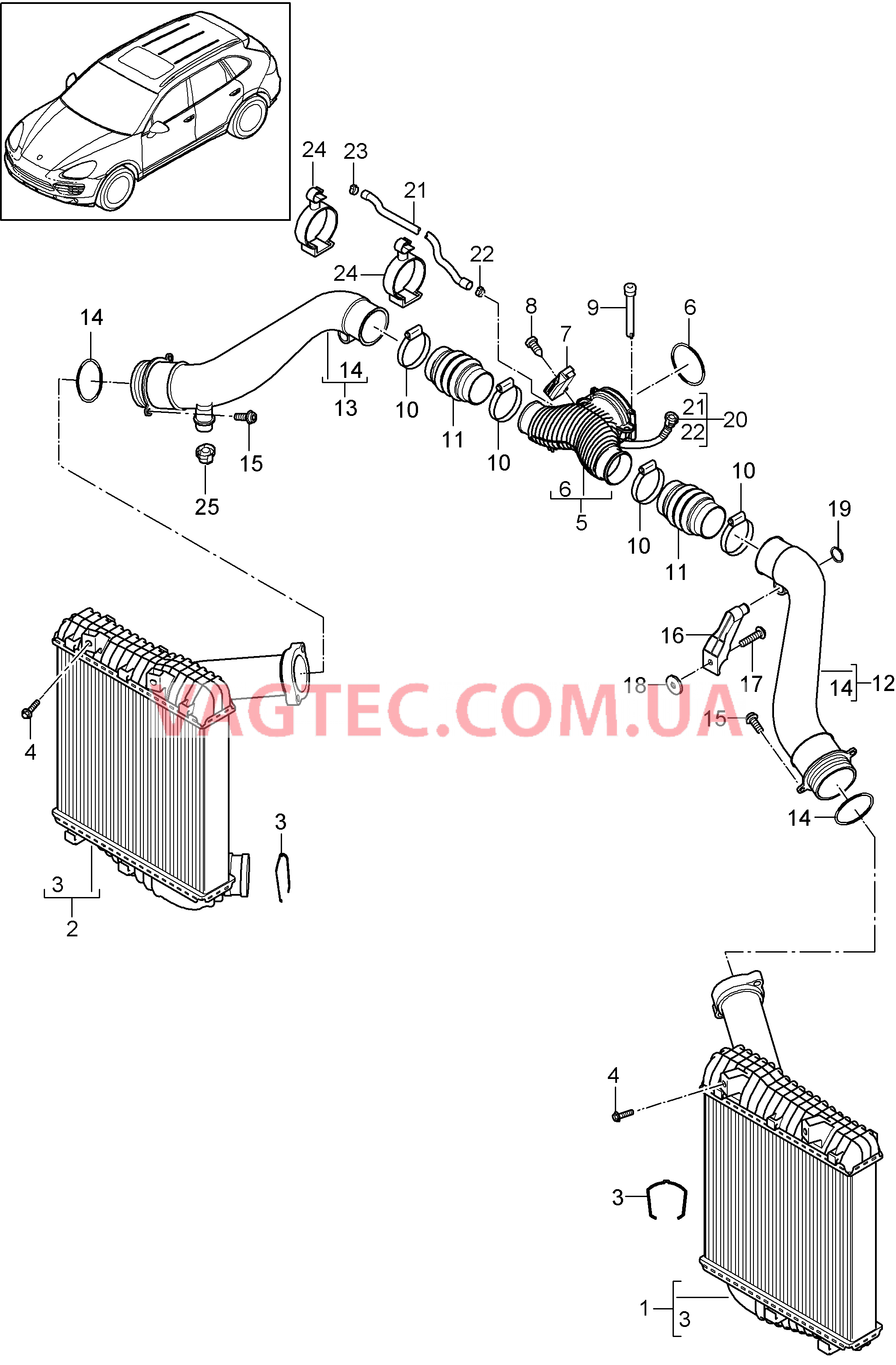 107-070 Интеркулер, Напорная трубка
						
						IDT1/DT5/D58 для PORSCHE Cayenne 2011-2018