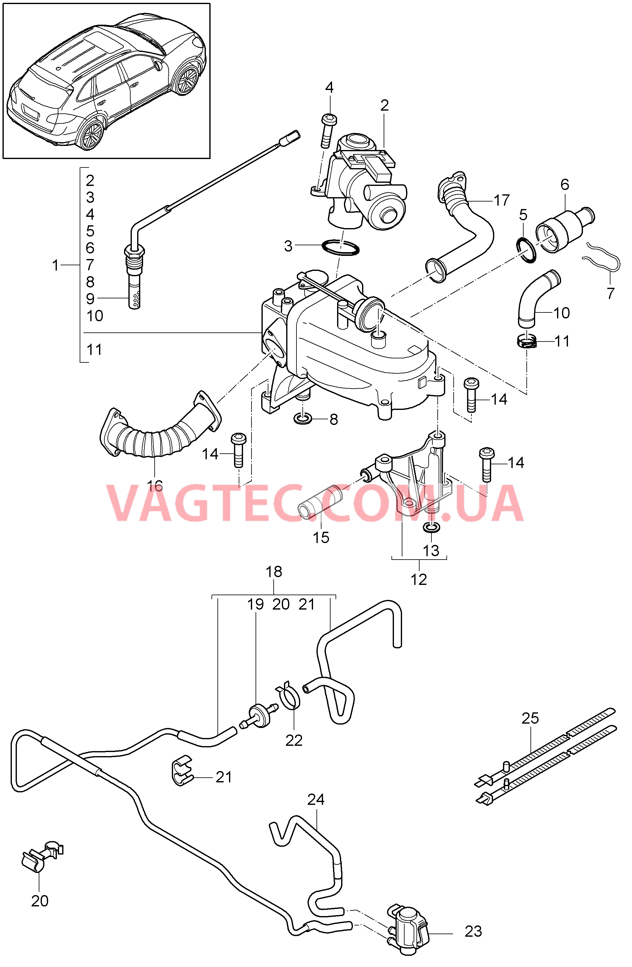 108-050 Рециркуляция ОГ, Вакуумная система
						
						M05.9E для PORSCHE Cayenne 2011-2018