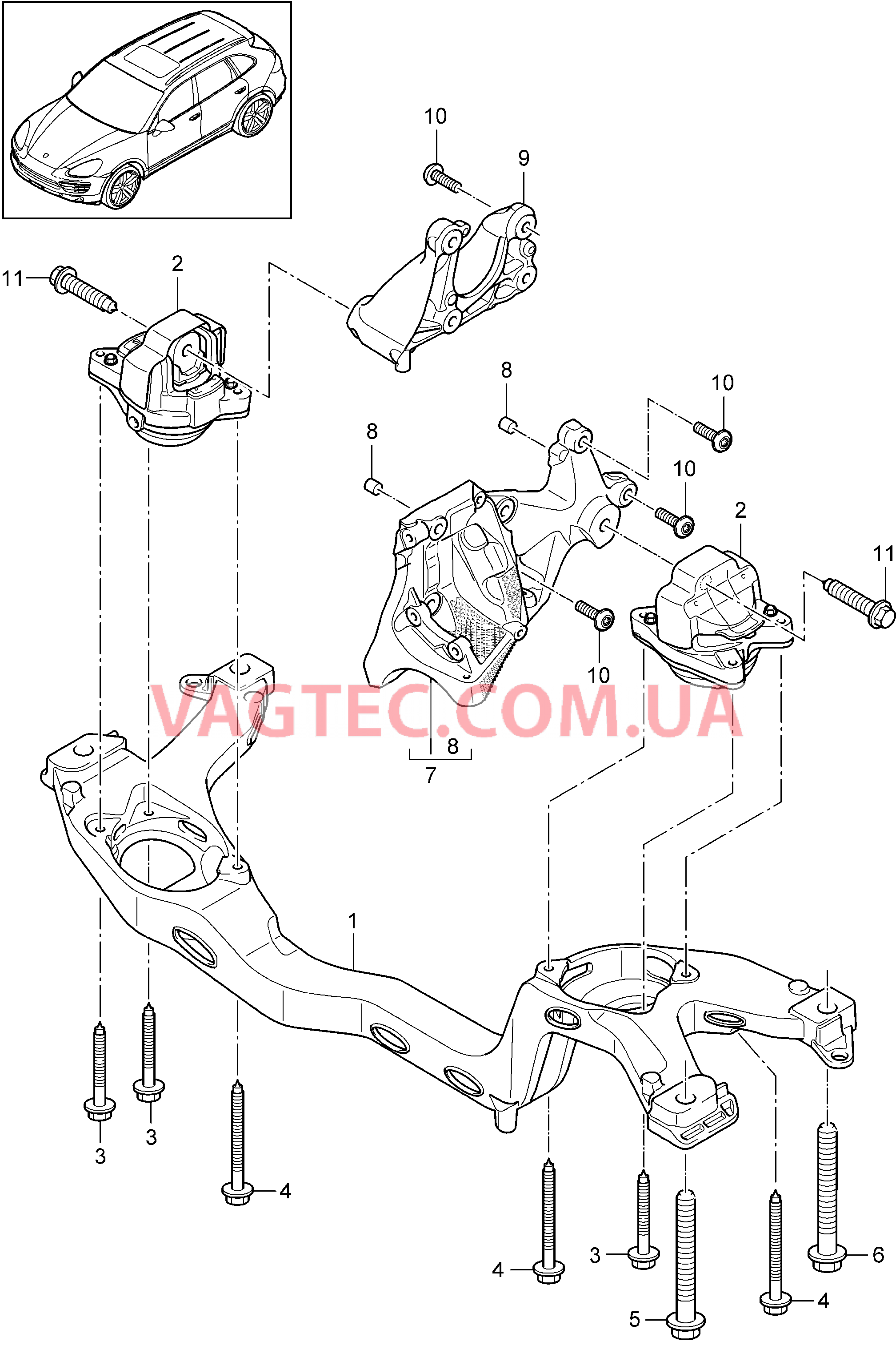 109-012 Подвеска двигателя, нижний
						
						MCU.RA, MCX.ZA для PORSCHE Cayenne 2011-2018USA